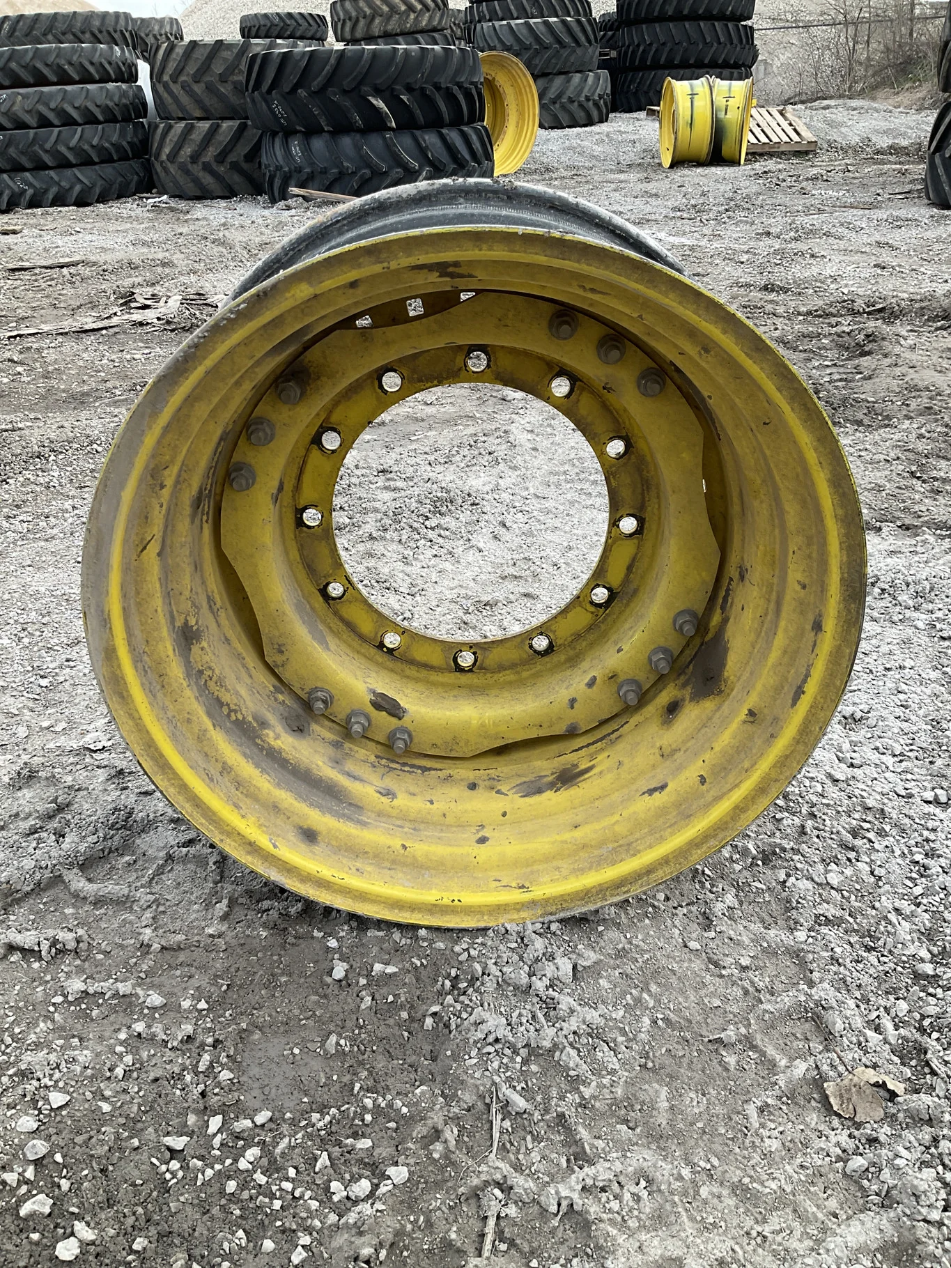Used 15 x 30 12-16.732-14.620 13"BS Titan Yellow Waffle 3 Bolt Wheel & Disc