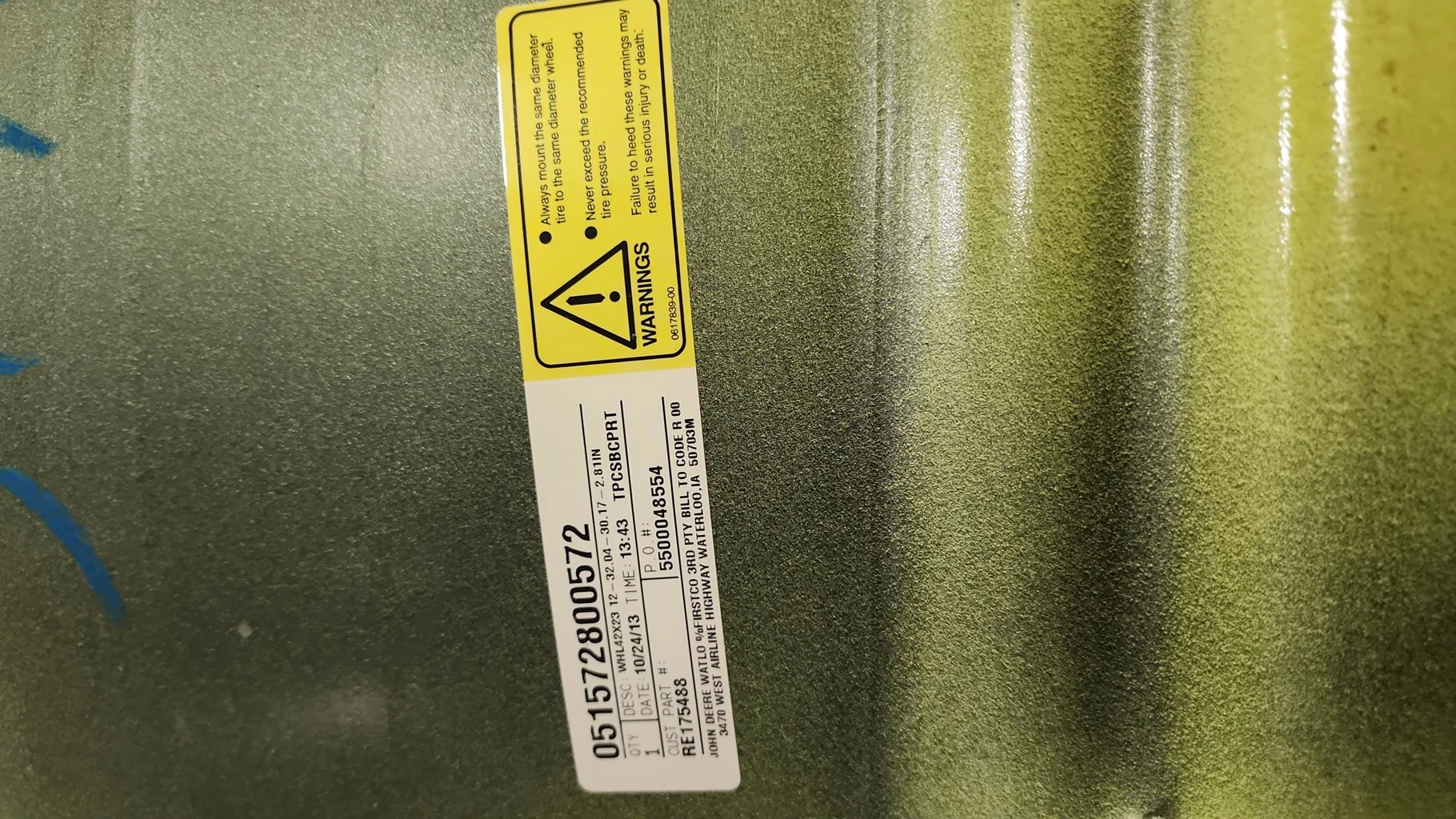 Used 23 x 42 12-32.047-30.079-2.8IN  Yellow Wheel