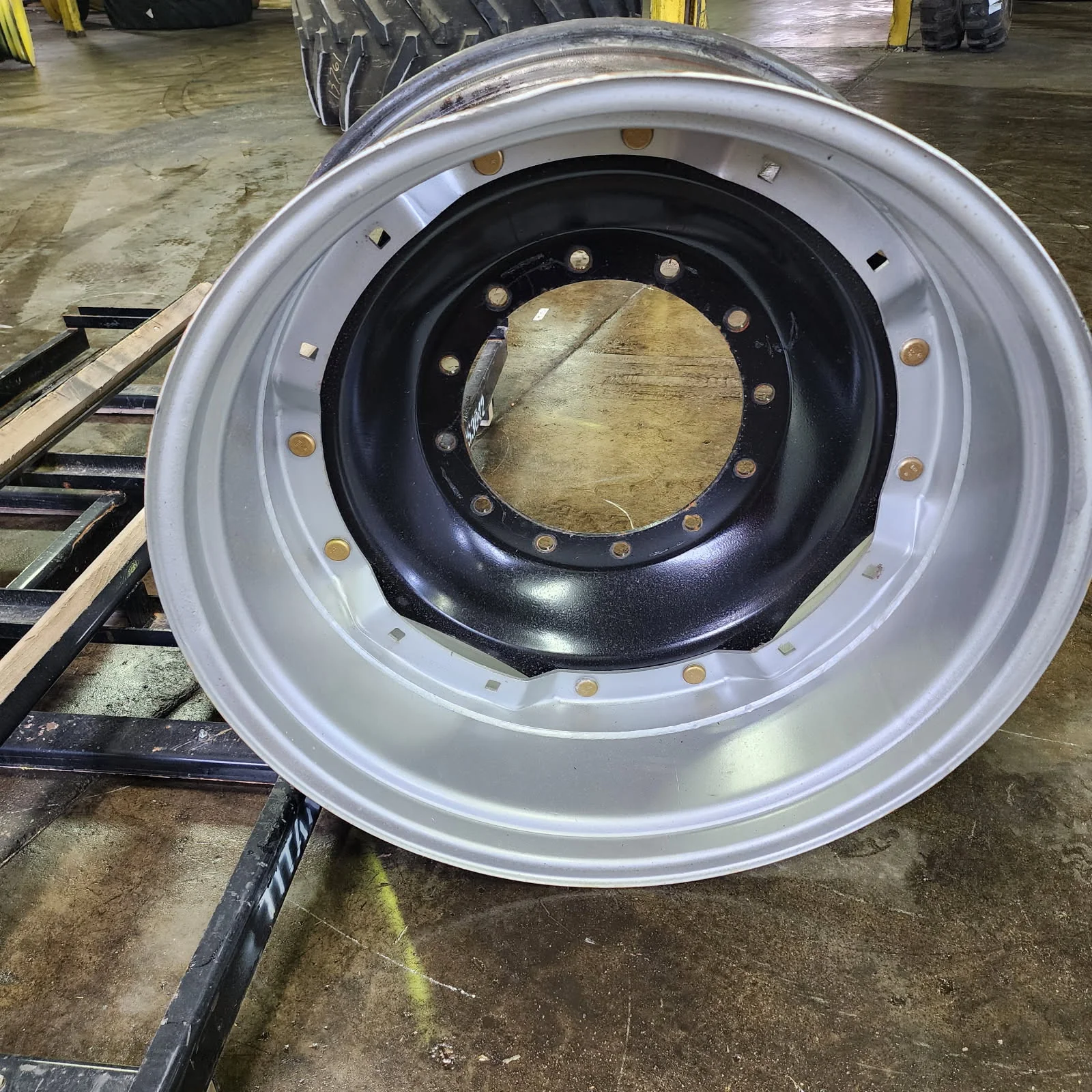 Used 15 X 34 12-16.732-14.620 15"BS Waffle 2 Bolt Silver Wheel w/ Disc