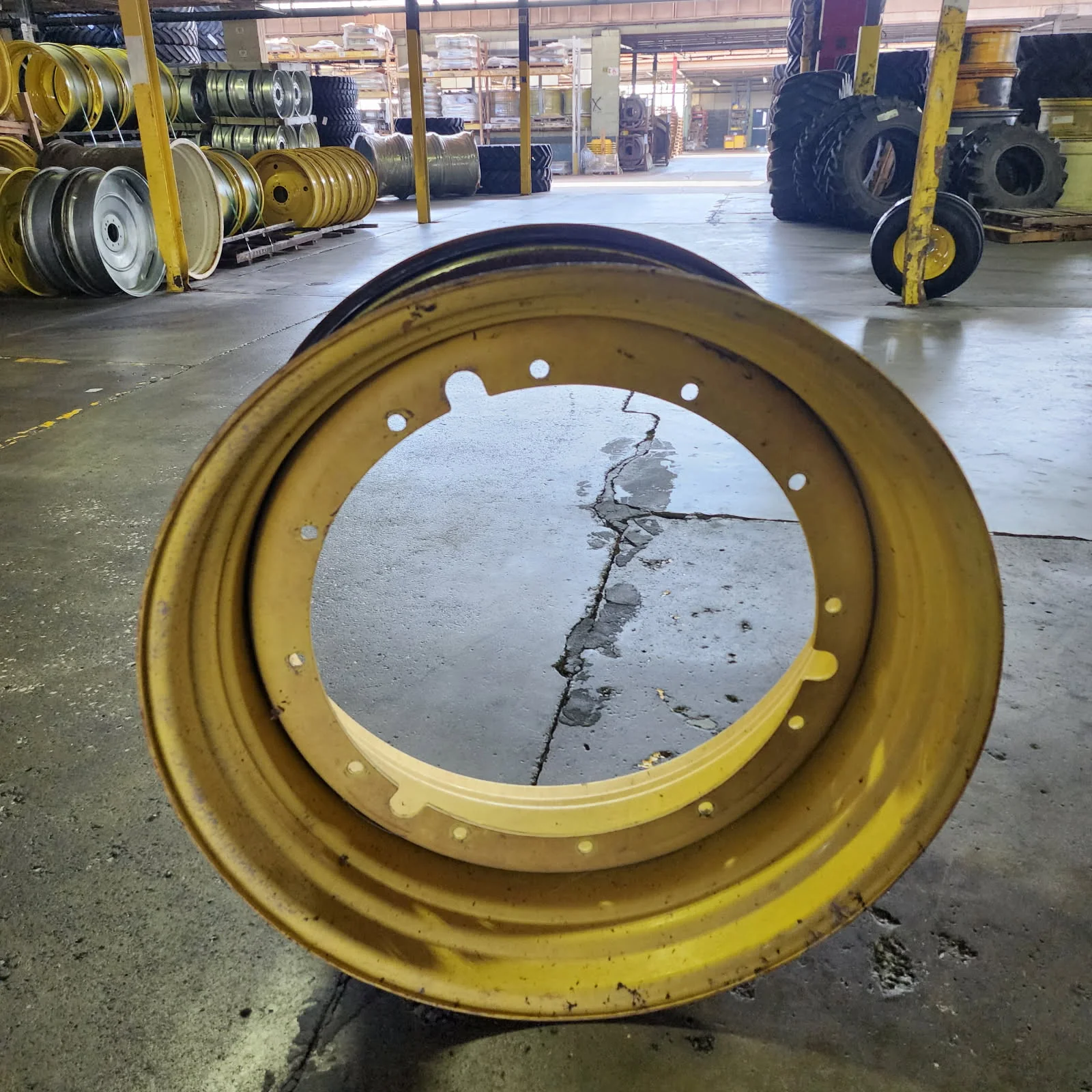 Used 20 X 42 12-32.047-30.078 7.2"BS Titan Yellow Rim & Rail Wheel image 2