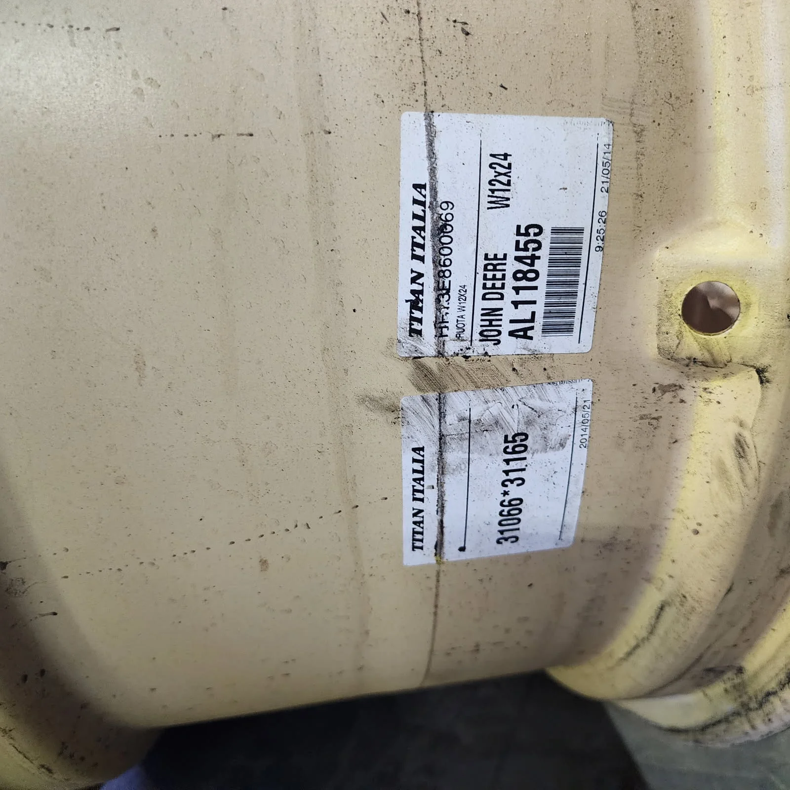 Used 12 X 24 8-10.82-8.78 Dual Yellow Wheel