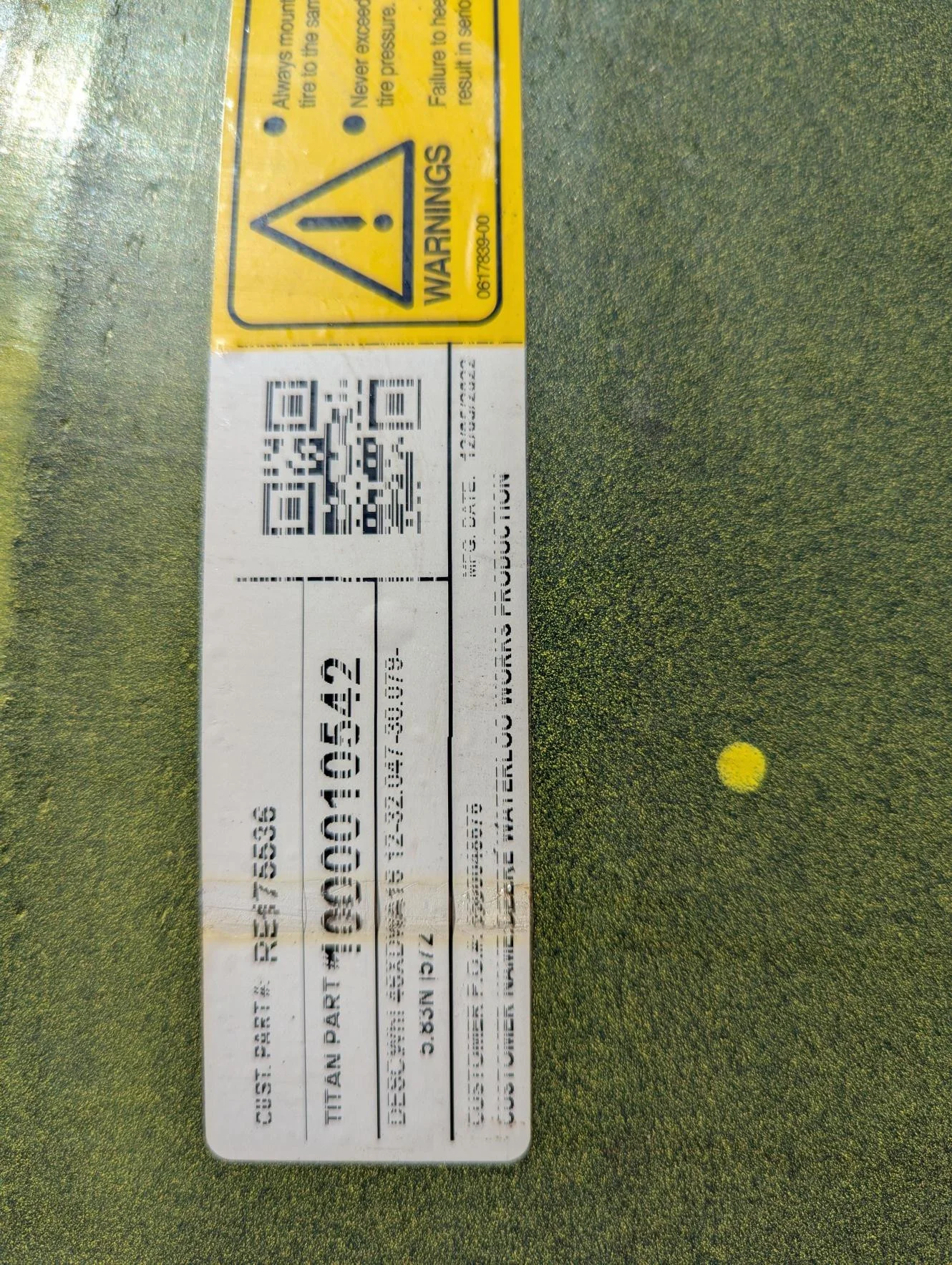 Used 16 x 46 12-32.047-30.079 (2.5" BS) Yellow Stub Disc Wheel