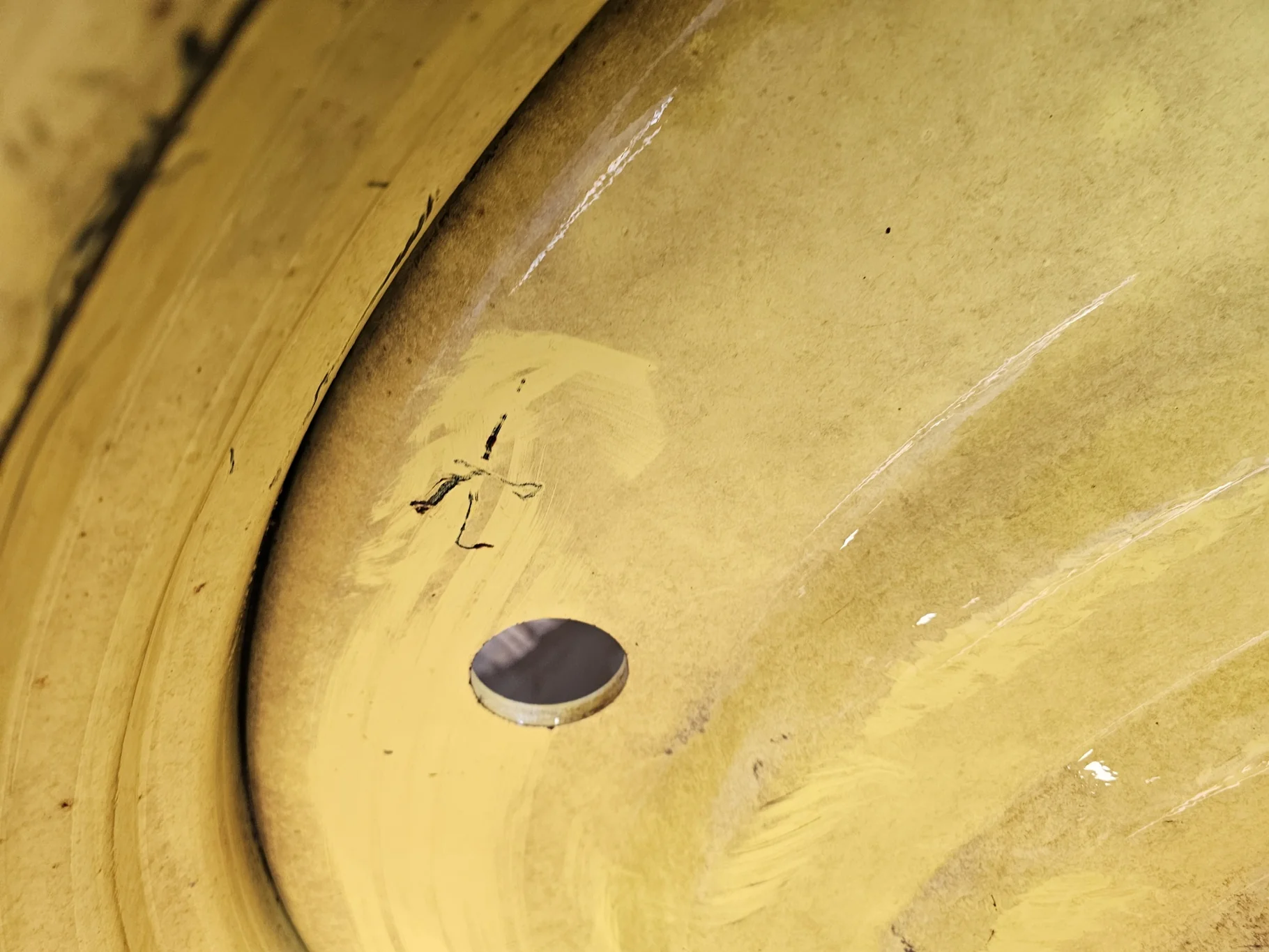 Used 15 X 50 JD Yellow 10 Bolt (.906) Dual Wheel (10-13.189-11.07) -6.38" IN w/.799 weight holes image 4