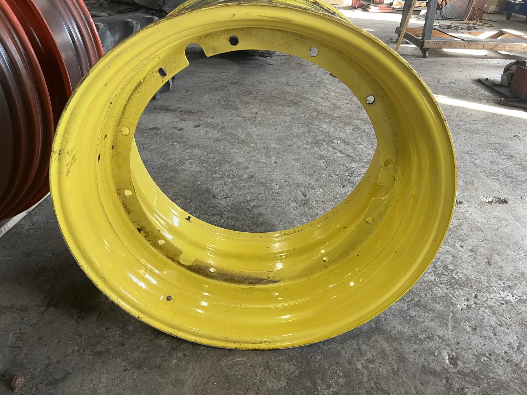 Used 23 X 38 12-32.047-30.079 Yellow Stub Disc Wheel image 2