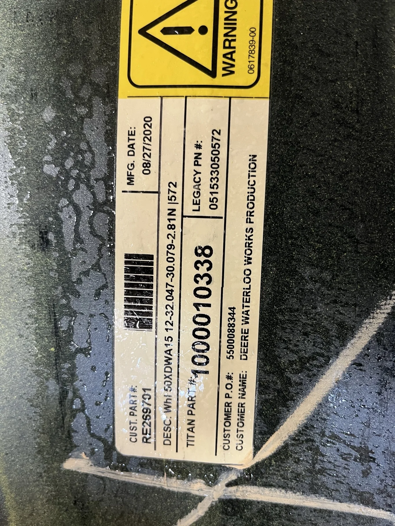 Used 15 X 50 12-32.047-30.079 Yellow Wheel image 3