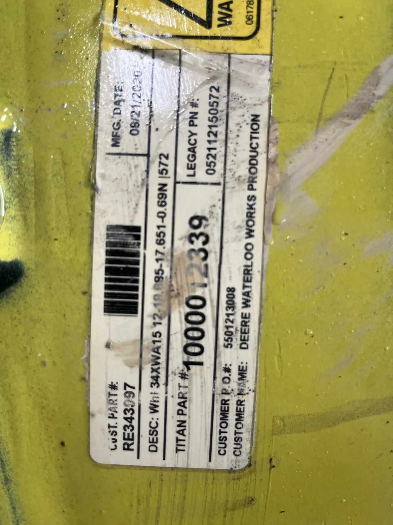 Used 15 X 34 12-19.685-17.651-0.69N Waffle Yellow Wheel image 3