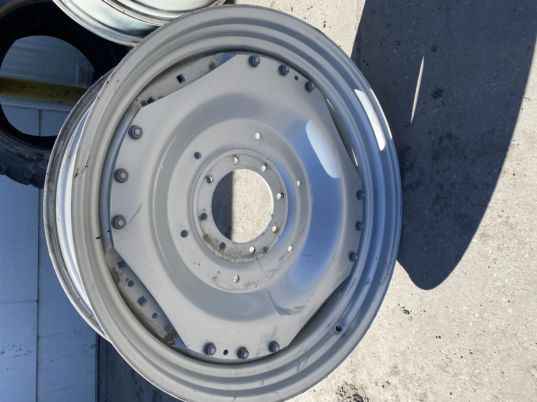 Used 12 X 38 Case IH Silver Waffle Wheel (3 Bolt) with a 38" Case IH Silver 8 Bolt (.75) Waffle Cent
