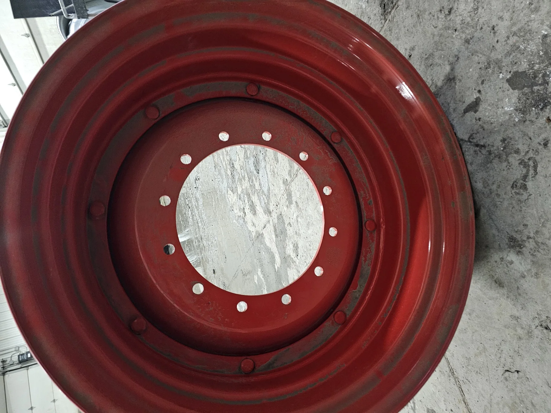 Used 14 X 34 12-16.732-14.625 Waffle Fendt Red Wheel w/ Disc image 3