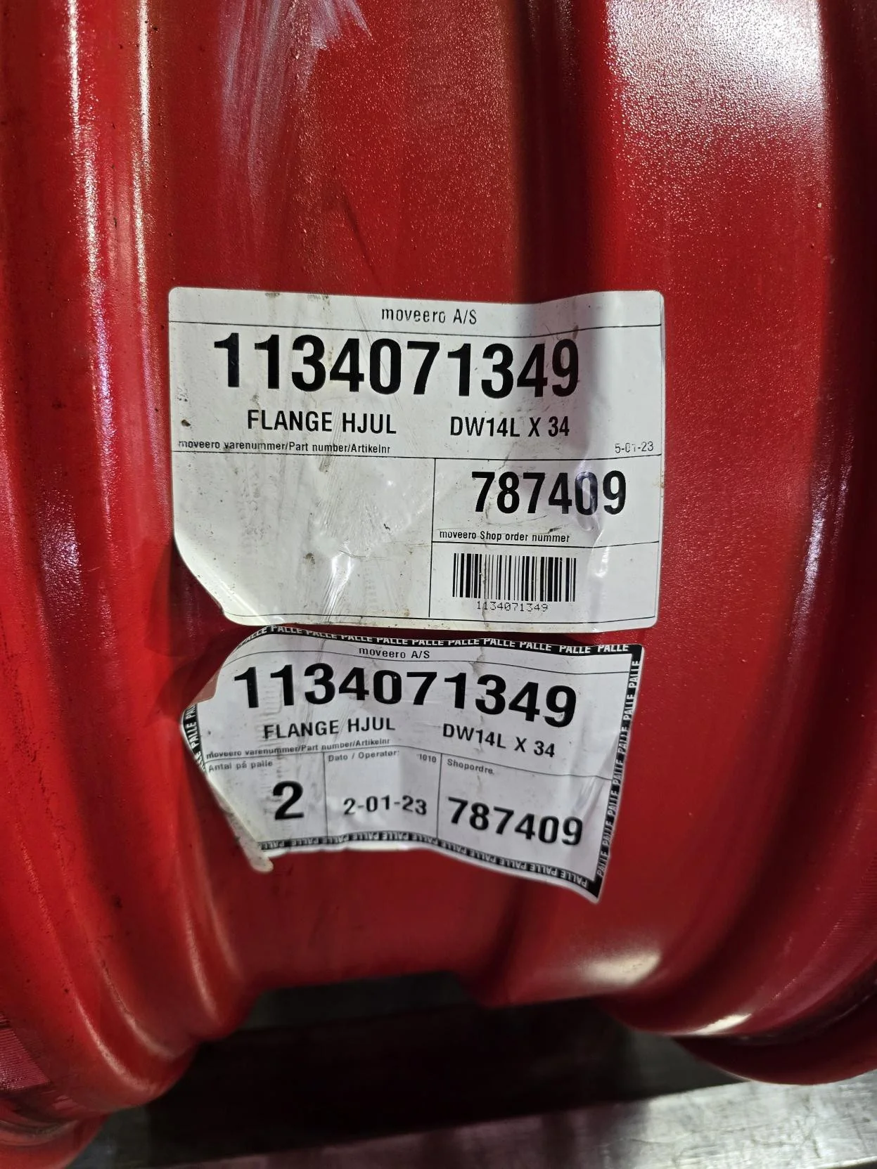 Used 14 X 34 12-16.732-14.625 Waffle Fendt Red Wheel w/ Disc image 7