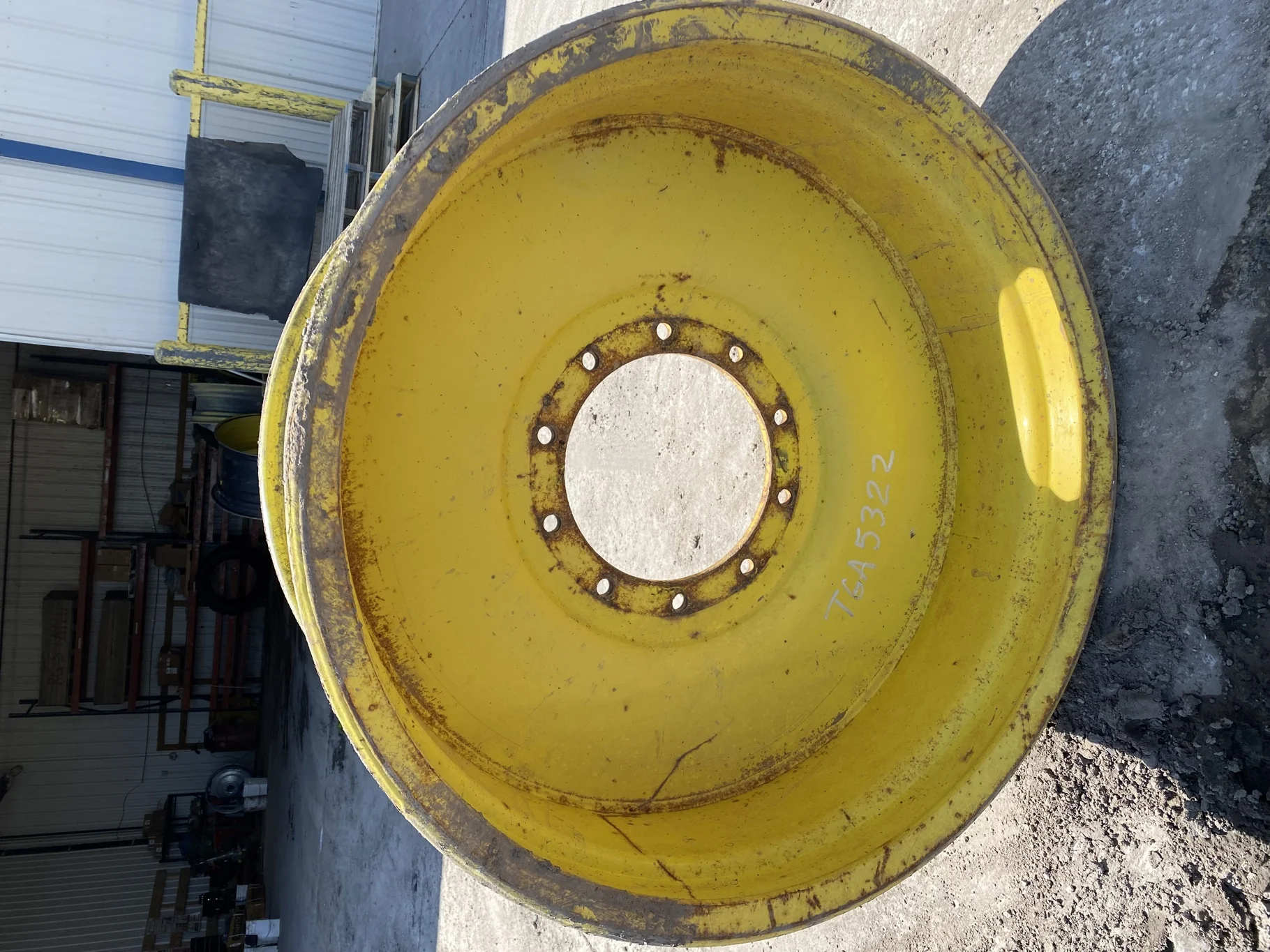 Used 16 X 34 John Deere Yellow 10 Bolt Sprayer Wheel SCRAP image 2
