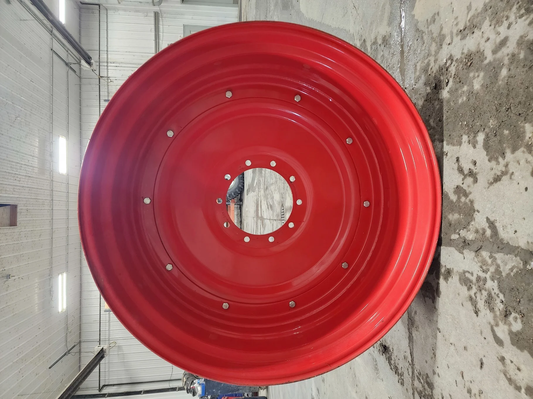 Used 16 X 42 Fendt red 10-13.187-11.08 .937 2 Piece Dual Wheel w/ Disc -Rusted around bolts