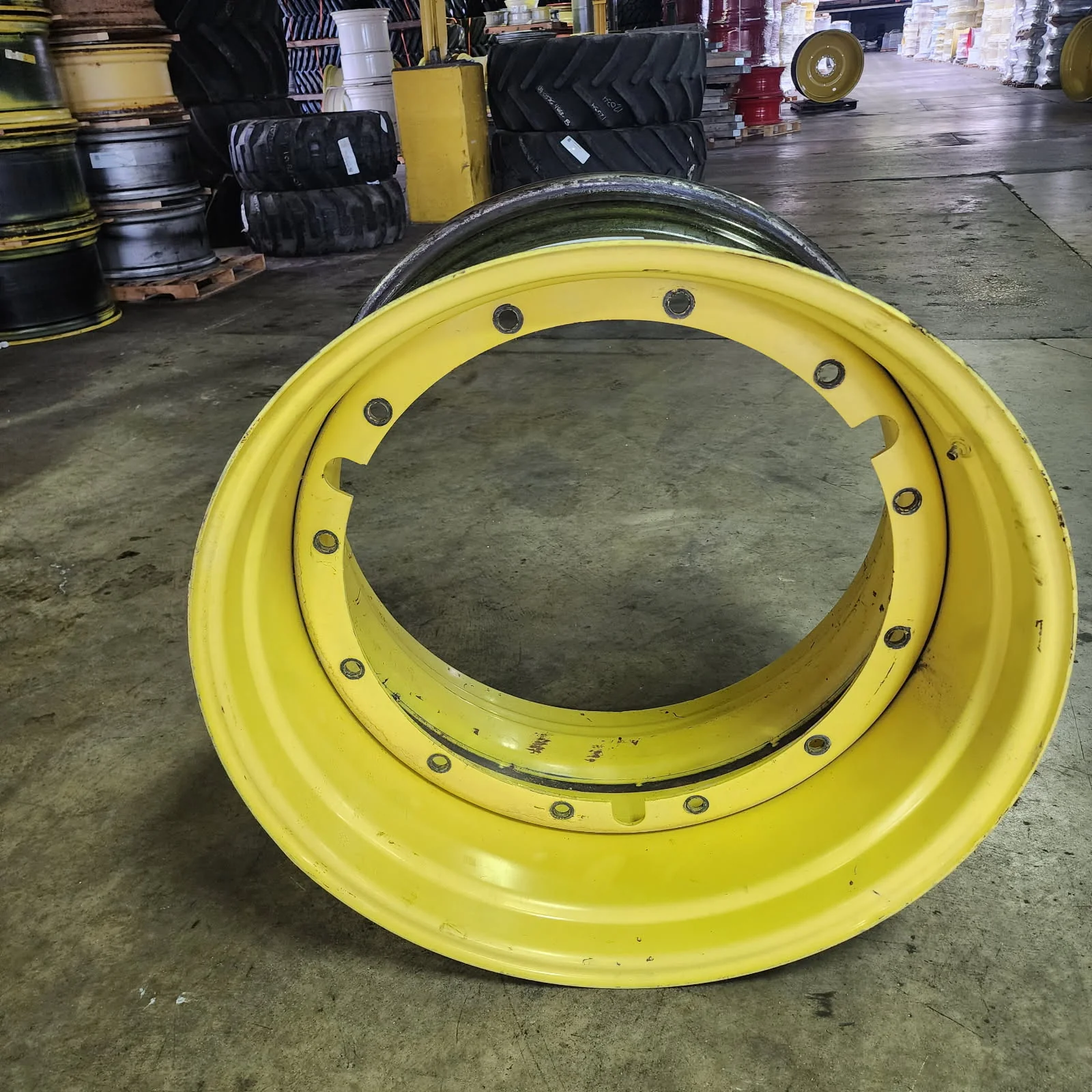 Used 23 x 38 12-32.047-30.08 Rim & Rail Yellow Wheel