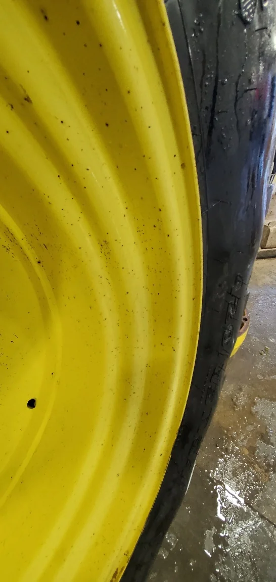 Used 15 X 34 John Deere Yellow 8 Bolt (.866) Wheel (8-8-6) 13" FS (Faded rims, Scratches, light rust