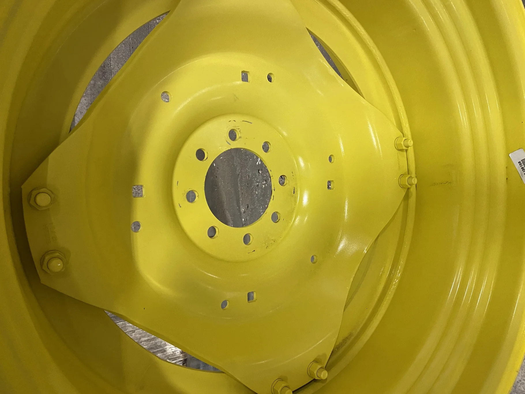 Used 15 X 34 JD Yellow 4/2 Rail Wheel 9.375" BS with 34" Disc  (8-8-6.023) 4" Offset image 2
