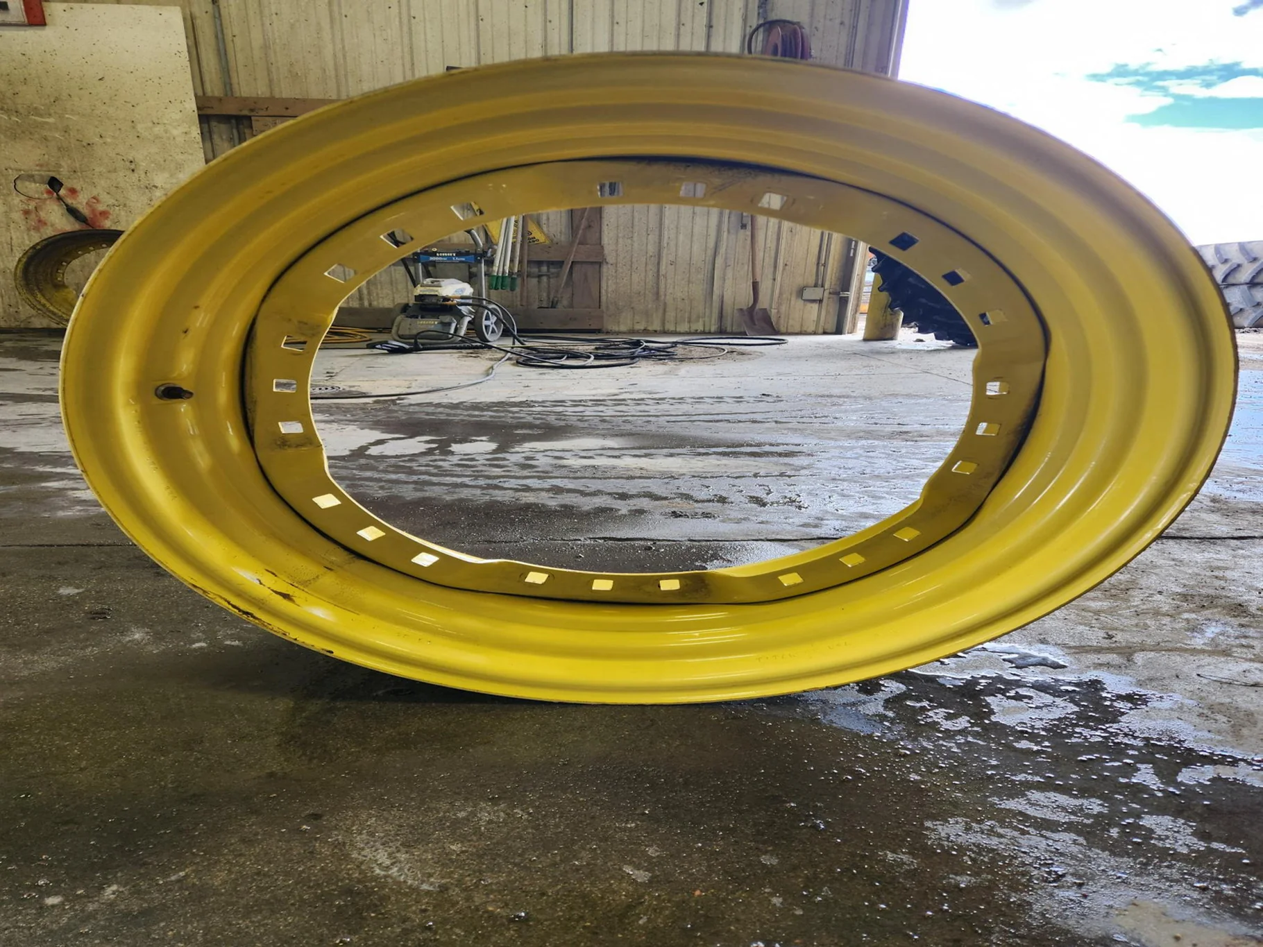 Used 13 x 30 Waffle 3 Bolt Yellow Wheel image 2