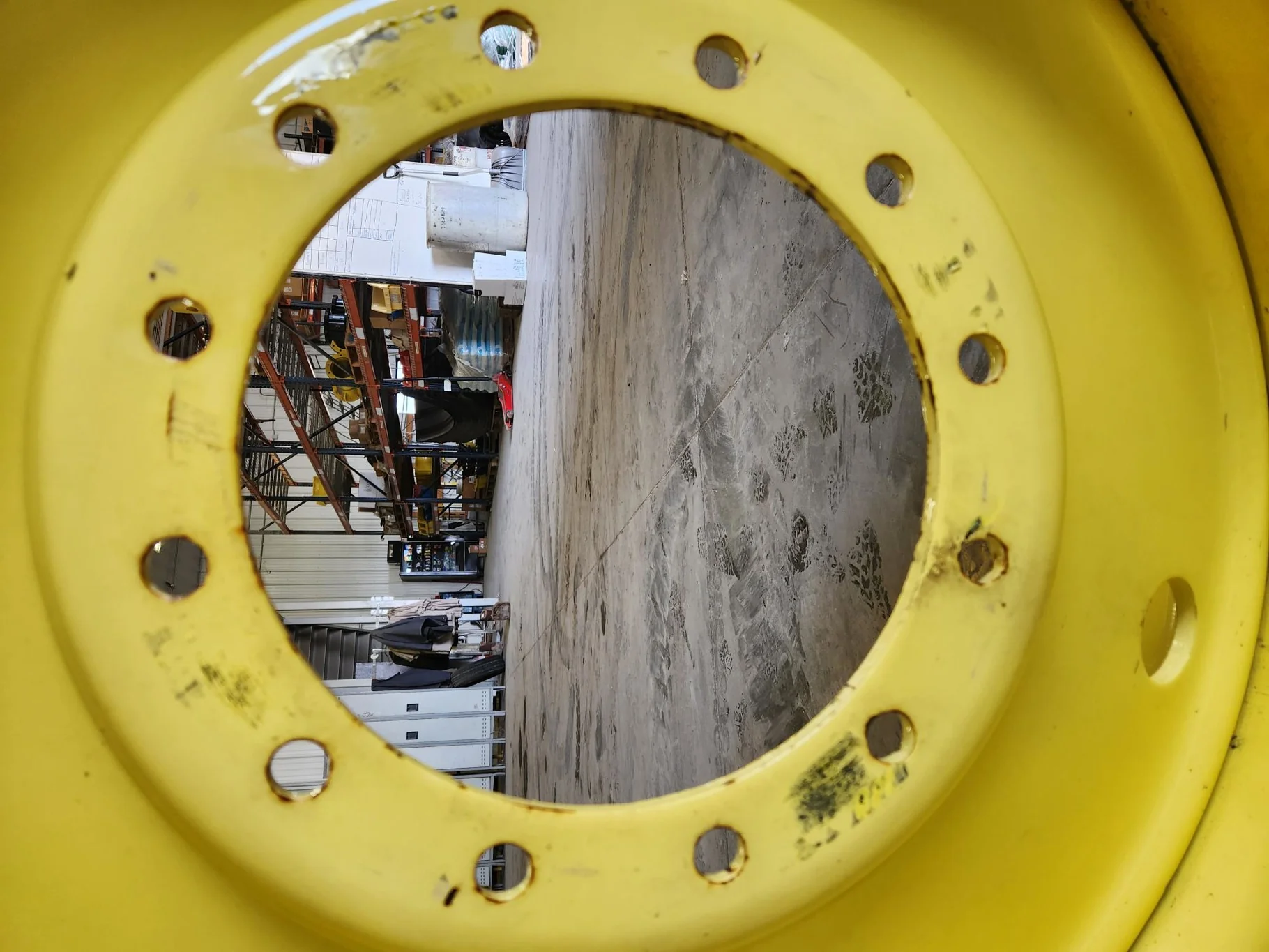 Used 18 X 38 John Deere Yellow 12 Bolt (.905) Sprayer Wheel (12-13.976-11.857) 3.17" OUT image 5