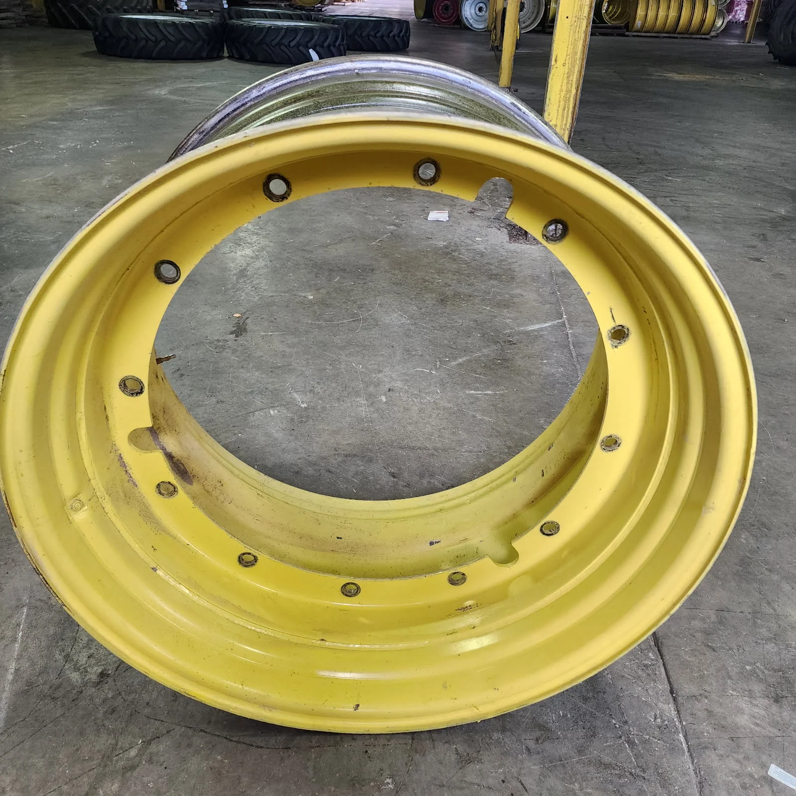 Used 23 X 38 12-32.047-30.078 9"BS Titan Rim & Rail Yellow Wheel image 2
