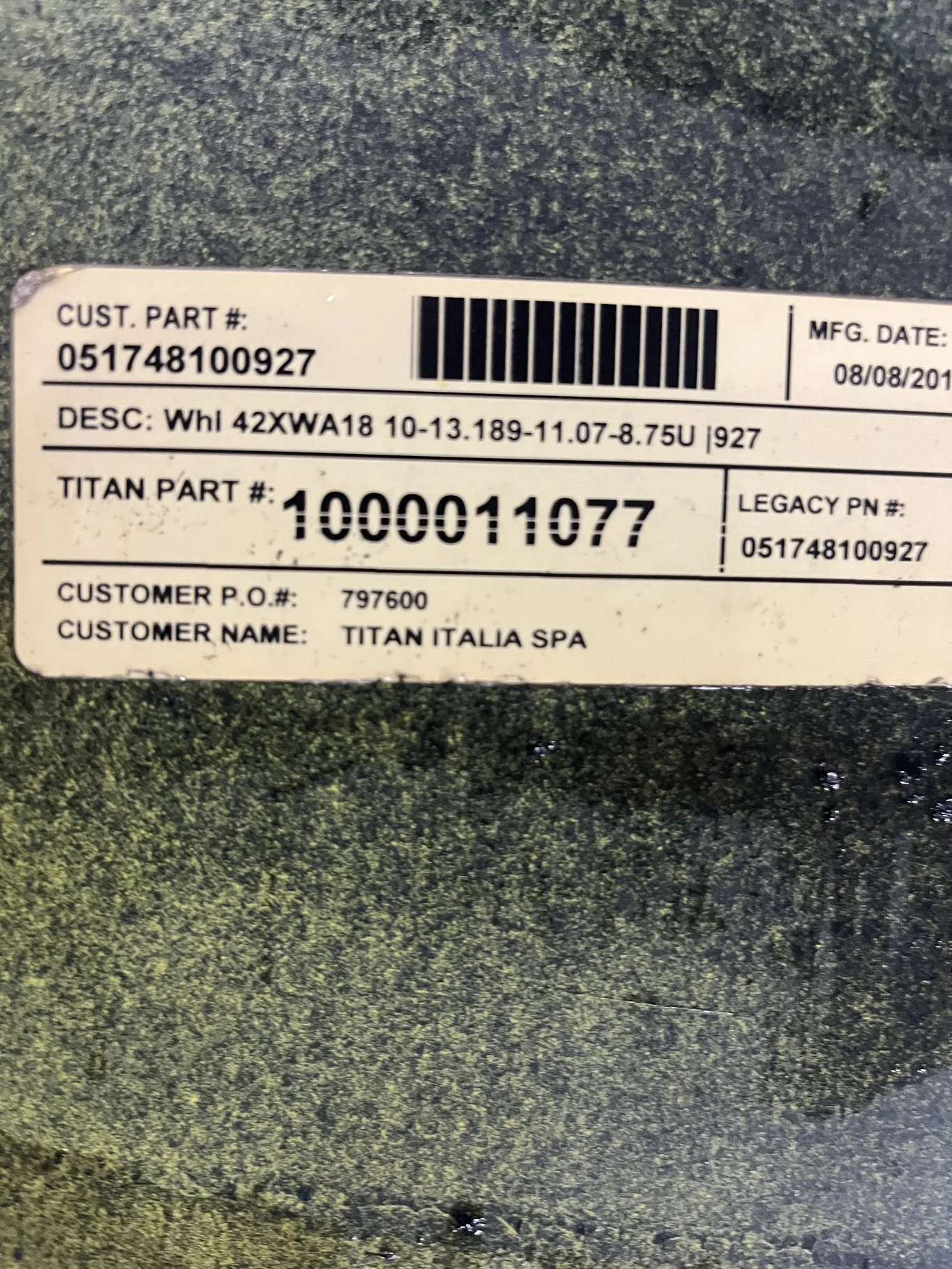 Used 18 X 42 10-13.189-11.07 Dual Yellow Wheel image 3