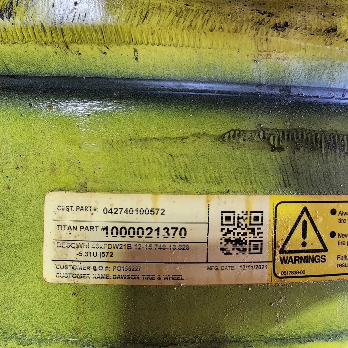 Used 21 x 46 12-15.748-13.829 5"BS Titan Yellow Dual image 3