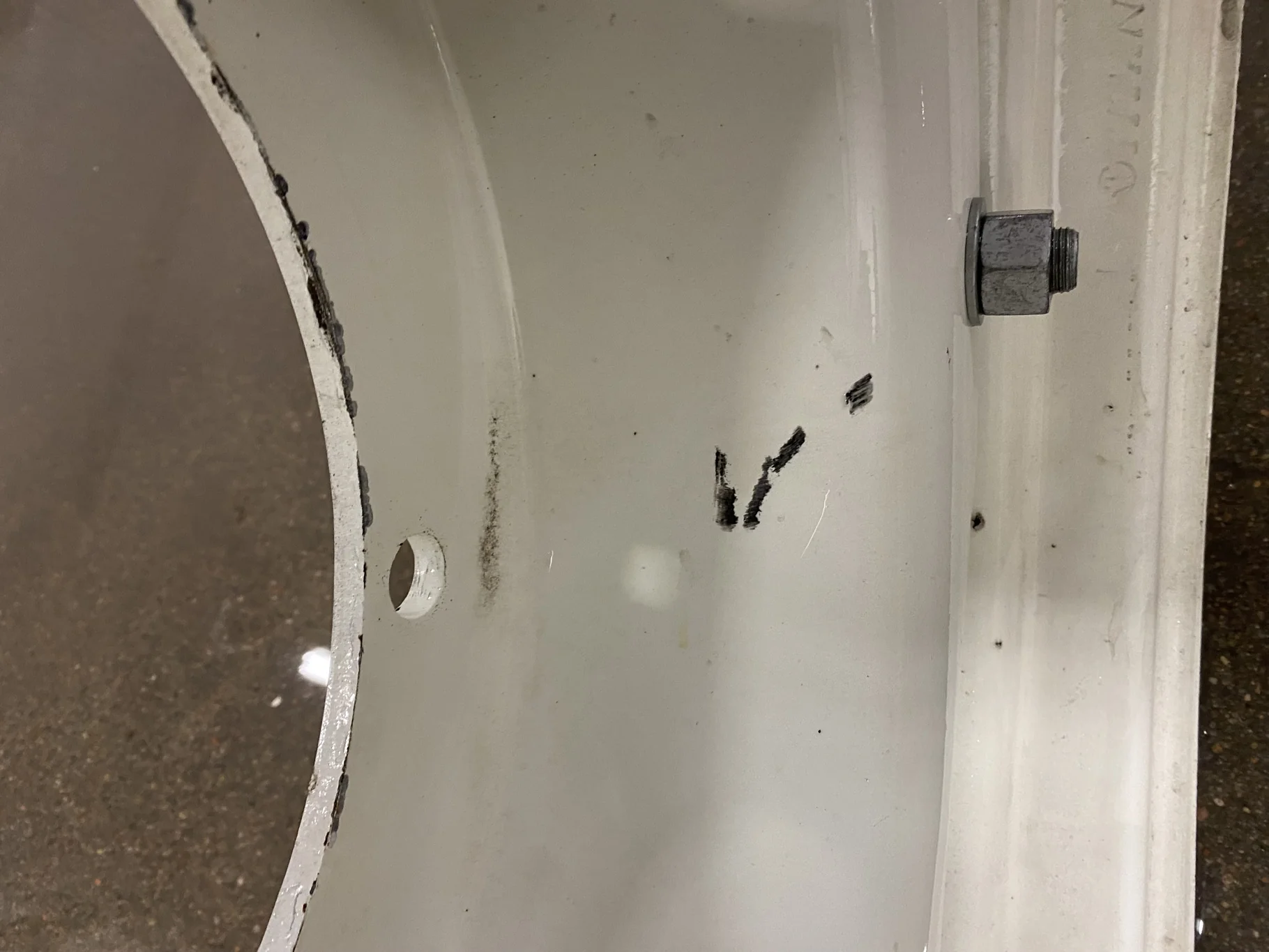 Used 10 X 24 2 Bolt NH White Waffle Wheel image 6