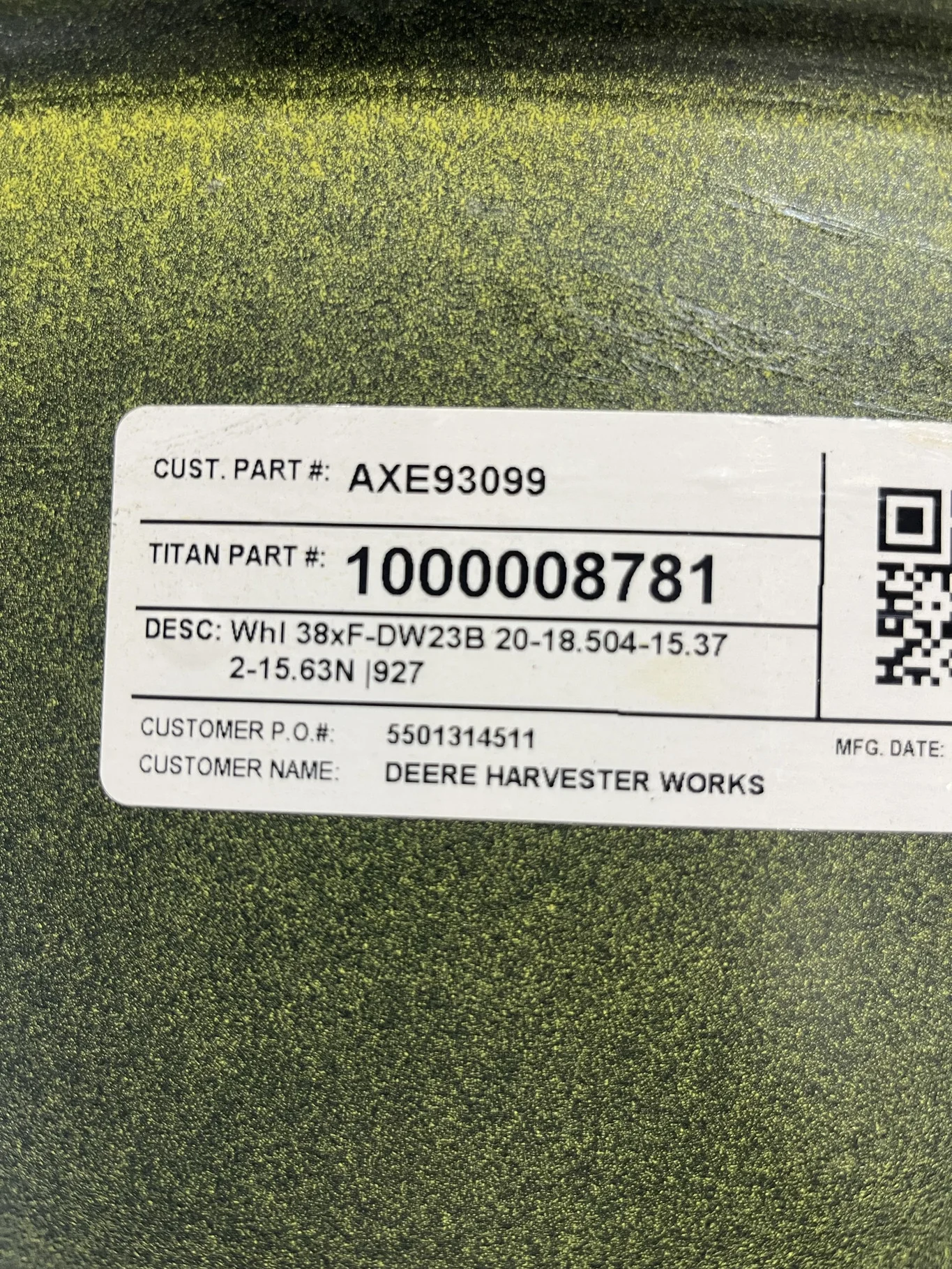 Take-Off 23 x 38 20-18.504-15.372-15.63 JD Ag Yellow Wheel image 3