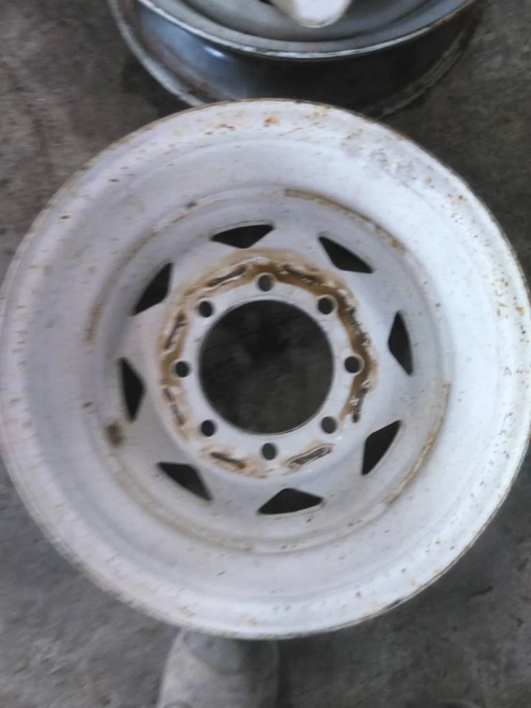 Used 6 x 16 8-6.5 White Trailer Wheel Mild Rust image 2