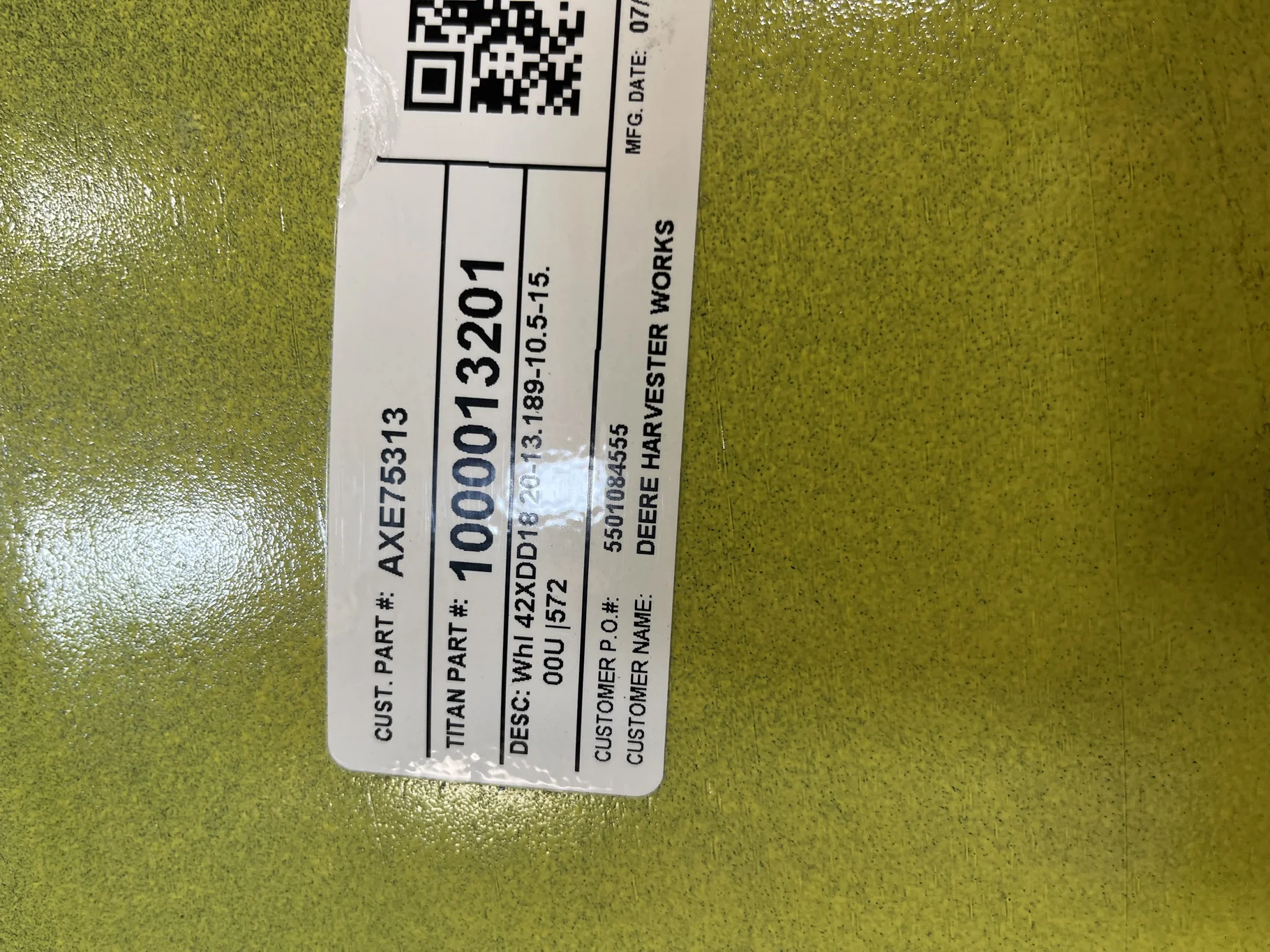 Take-Off 18 X 42 20-13.19-10.50 Dolly Dual Yellow Wheel