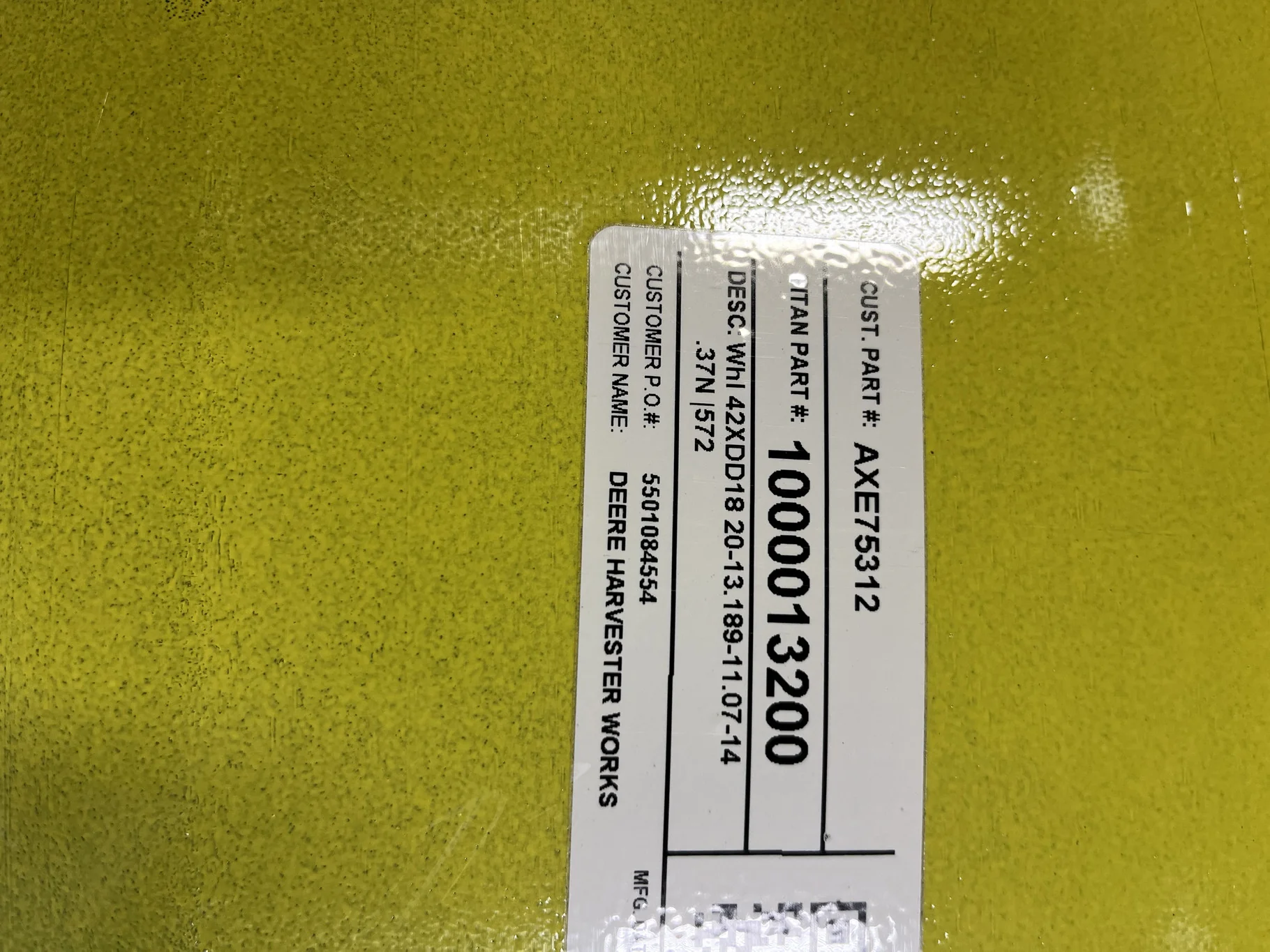 Take-Off 18 X 42 20-13.19-11.07 Dolly Dual Yellow Wheel