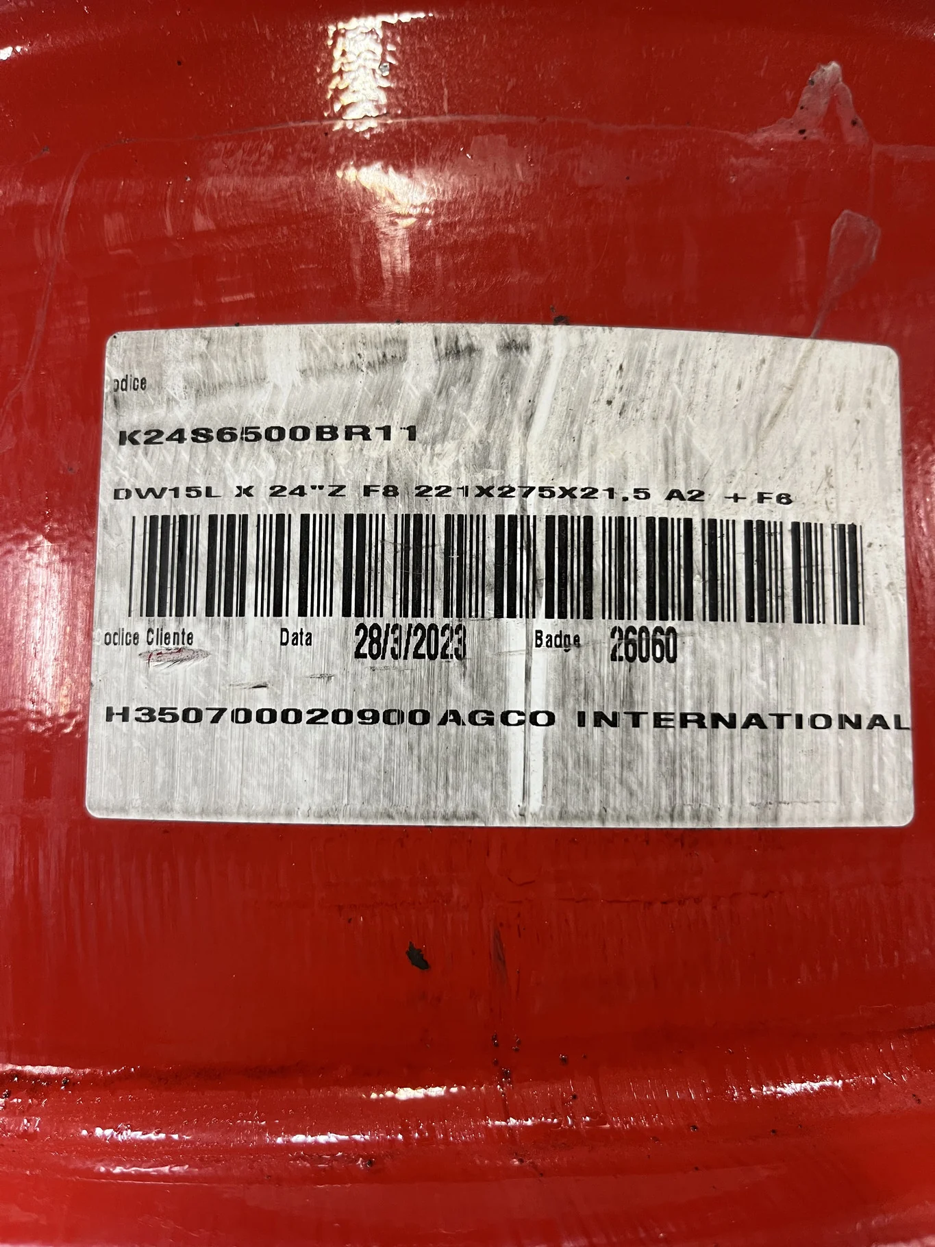 Take-Off 15 X 24 8-10.82-8.78 Dual Fendt Red Wheel image 3