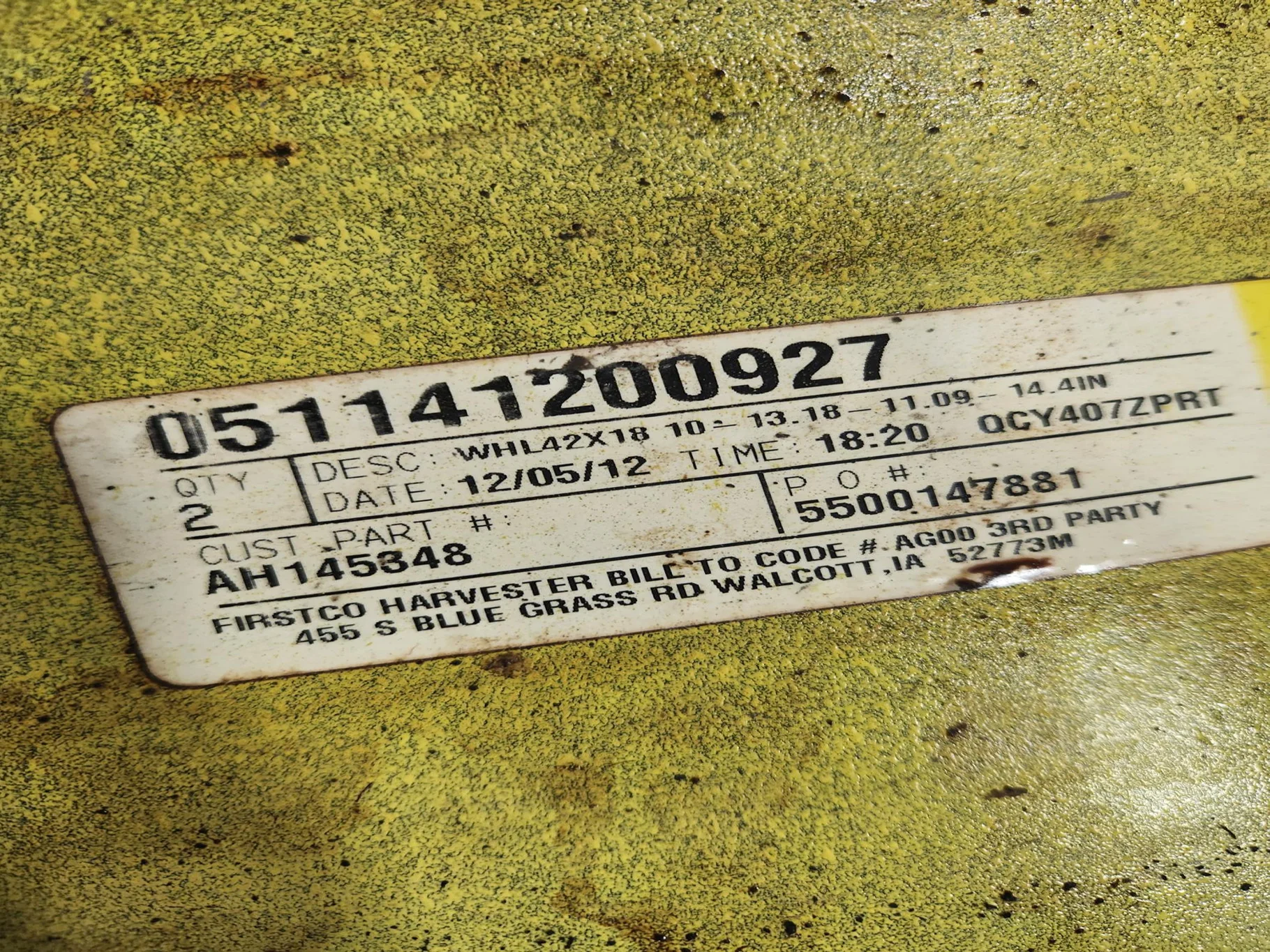 Used 18 X 42 10-13.187-11.07-14.4 (INSIDE) DOLLY DUAL YELLOW WHEEL