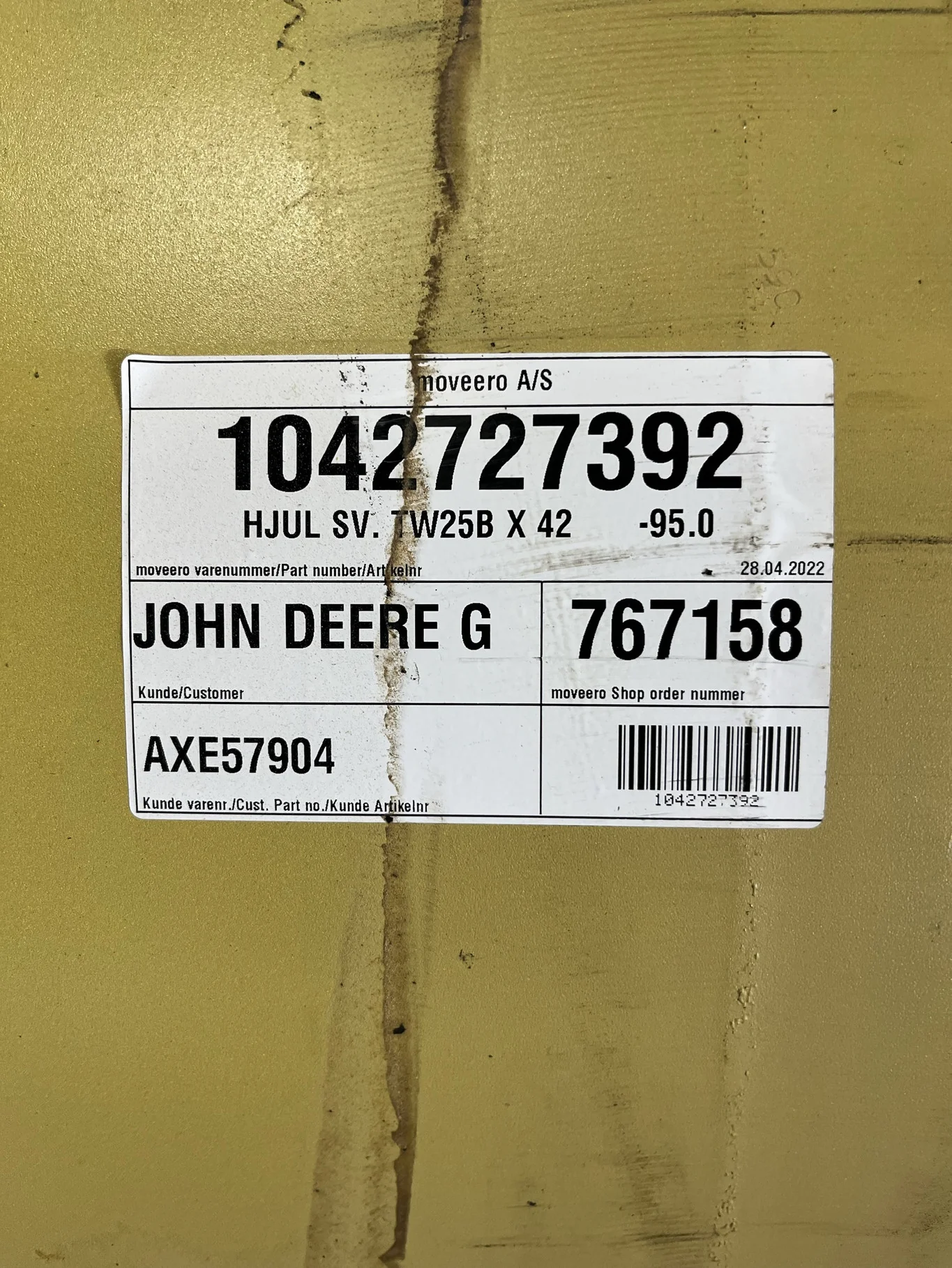 Take-Off 25 X 42 10-13.19-11.07 JD Yellow Wheel image 3