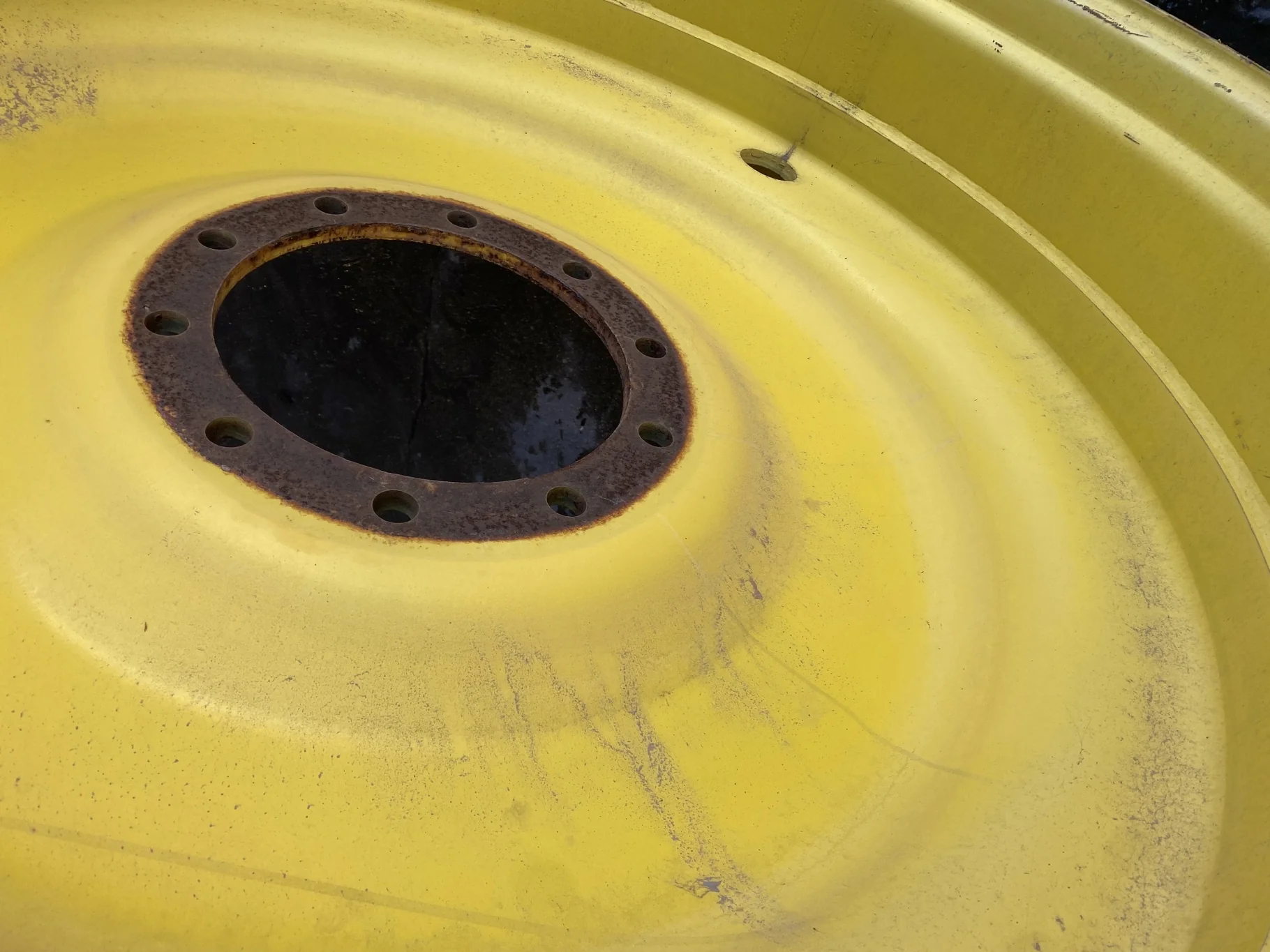 Used 12 X 46 10-13.189-11.09 JD Yellow Sprayer Wheel  Faded Paint/Rust/Scratches image 7