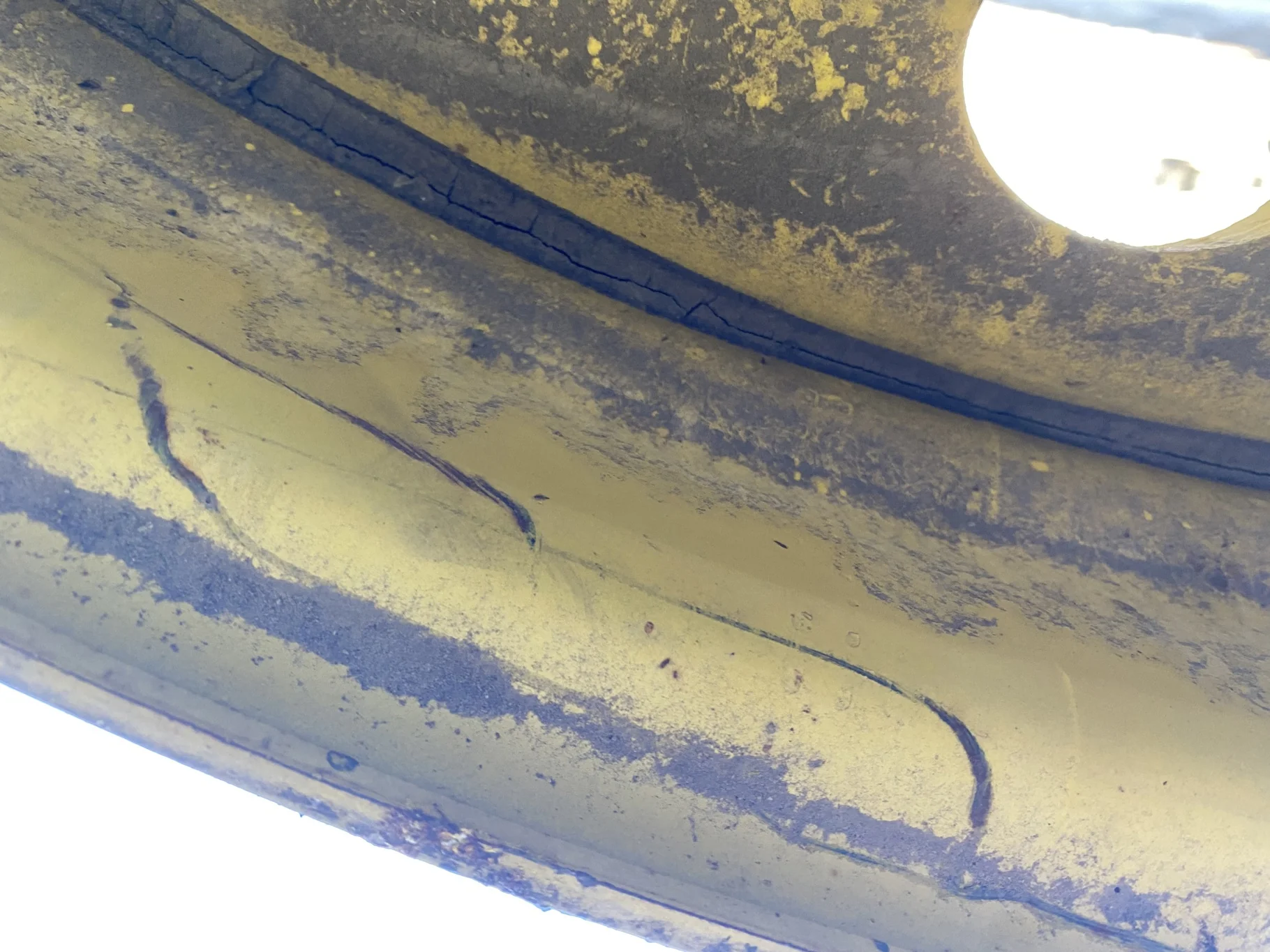 Used 12 X 46 10-13.189-11.09 JD Yellow Sprayer Wheel  Faded Paint/Rust/Scratches image 9