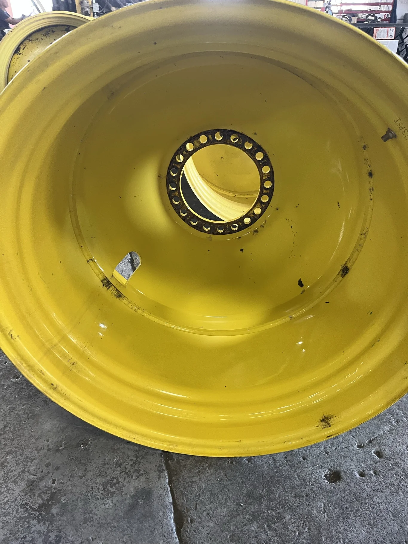 Used 23 X 38 20-13.189-11.07-15.55" Dolly Dual JD Yellow Wheel image 2