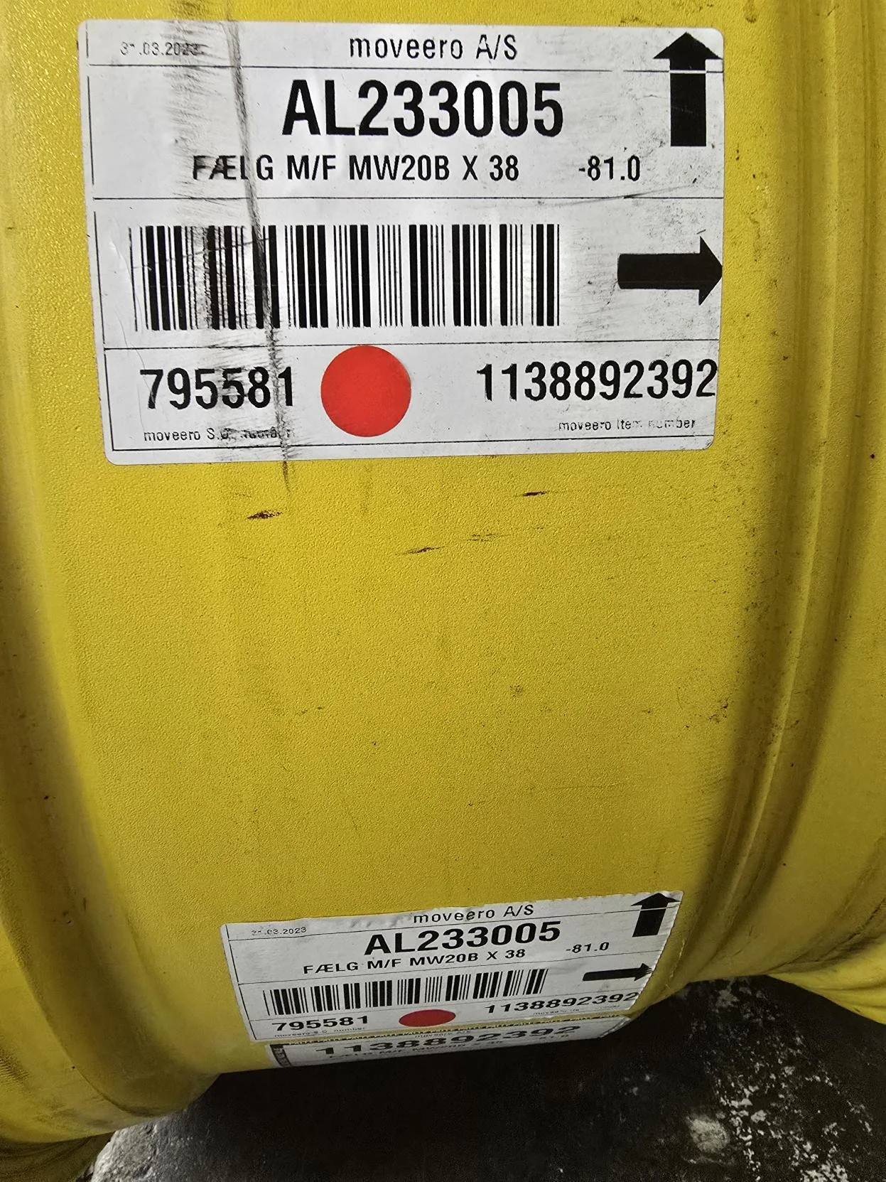 Take-Off 20 x 38 12 Bolt .937 Yellow Sprayer Wheel image 3