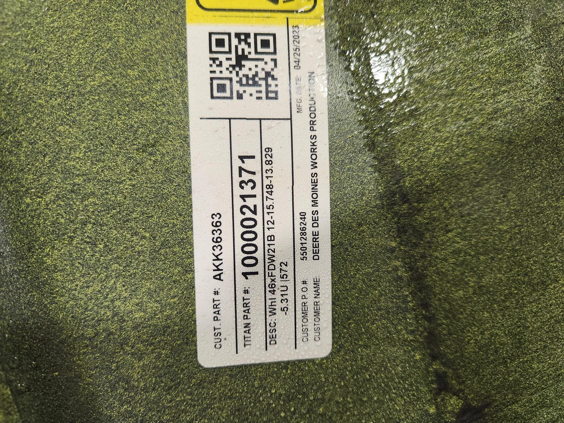 Take-Off 21 X 46 12-15.748-13.829 5.31" OUT 600 Series Sprayer JD Yellow Wheel image 9