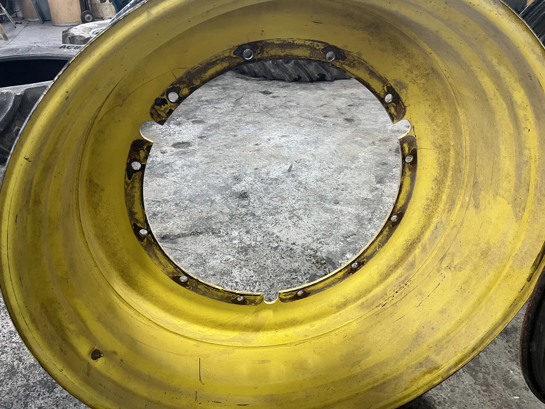 Used 16 X 46 12-32.047-30.078 Rim & Rail Yellow Wheel