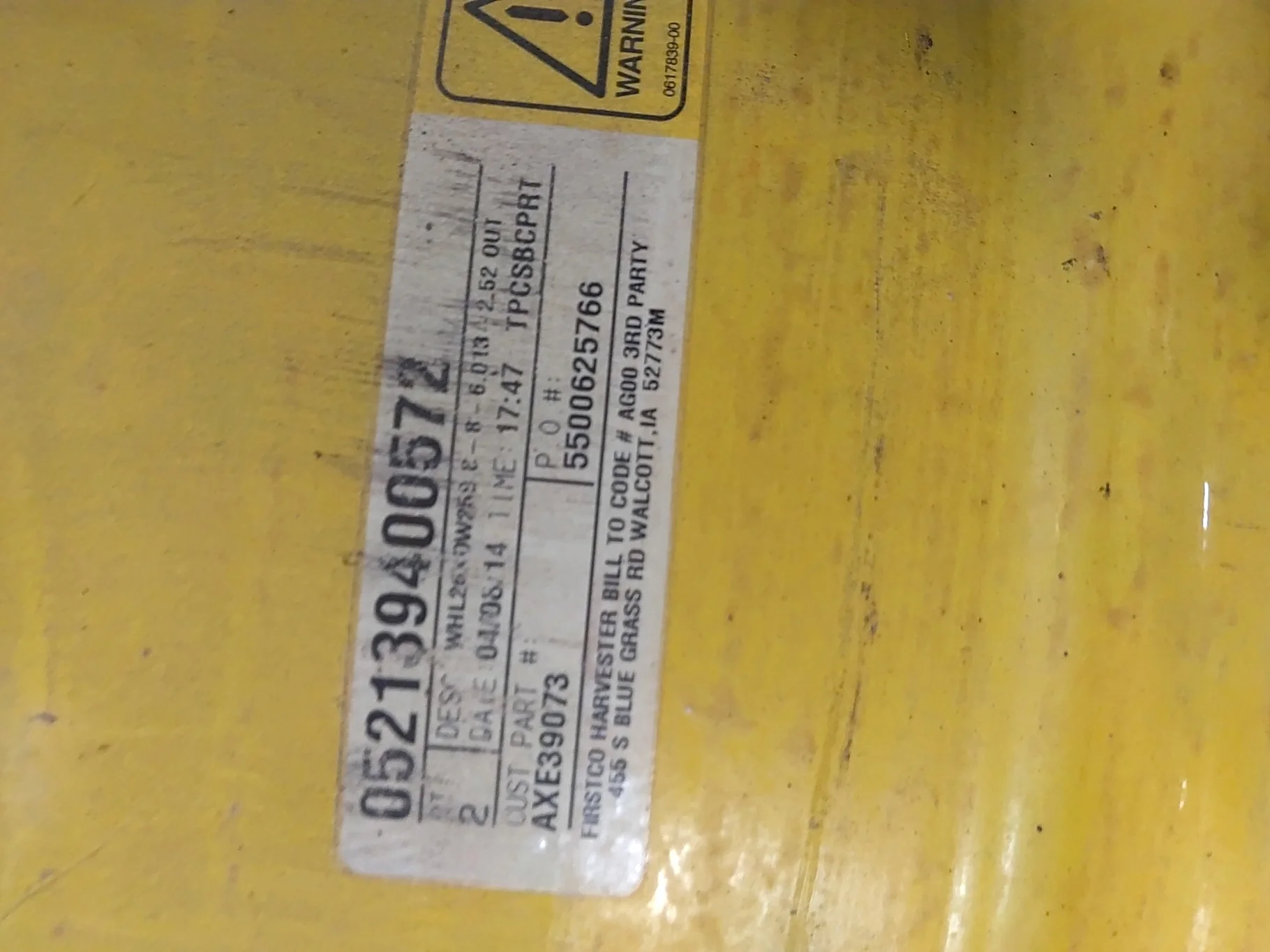 Used 25 X 26 8-8-6.013-2.52 Yellow Combine Wheel