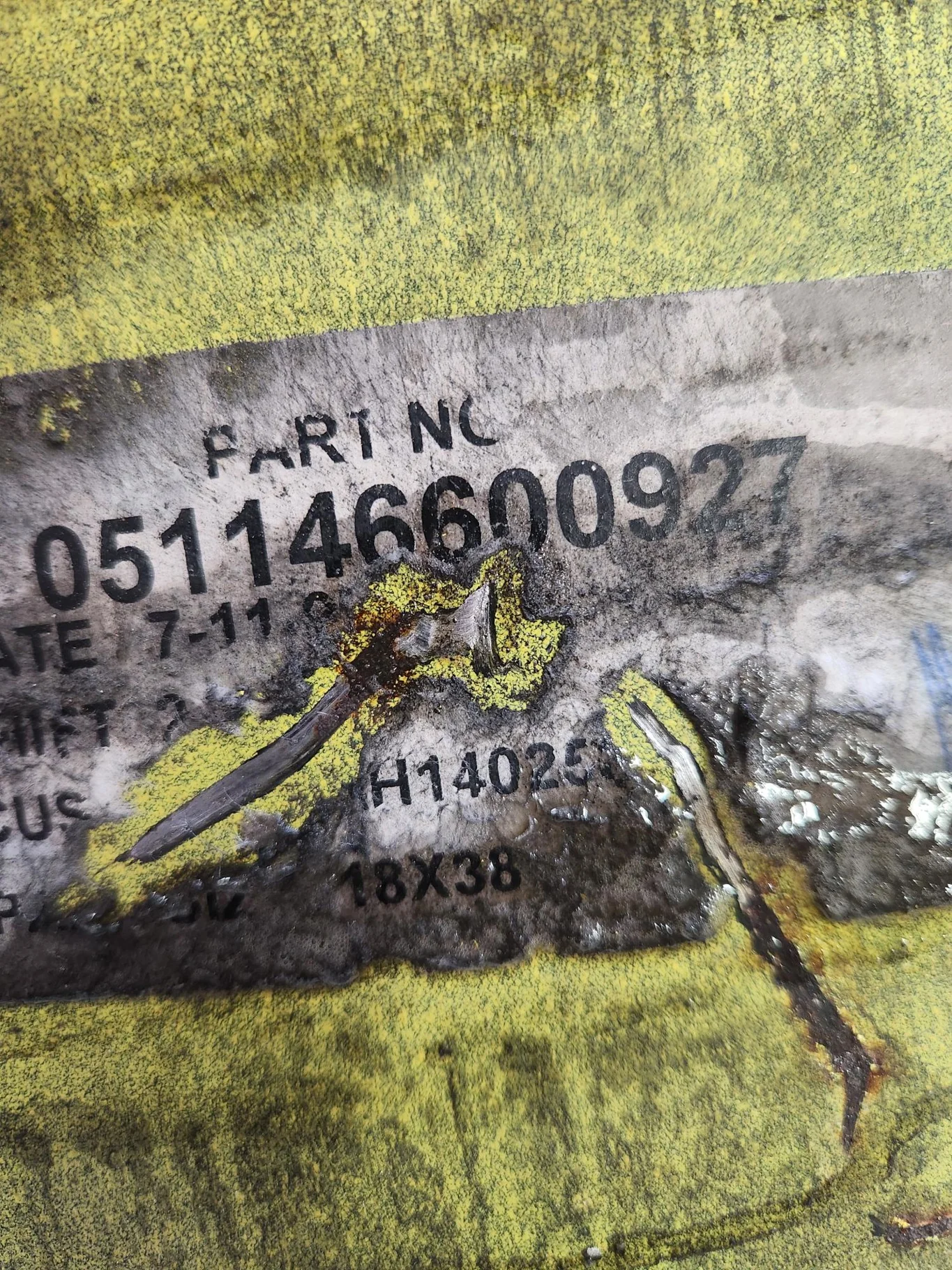 Used 18 x 38 10-12-9.5 Inside Dolly Dual Yellow Wheel