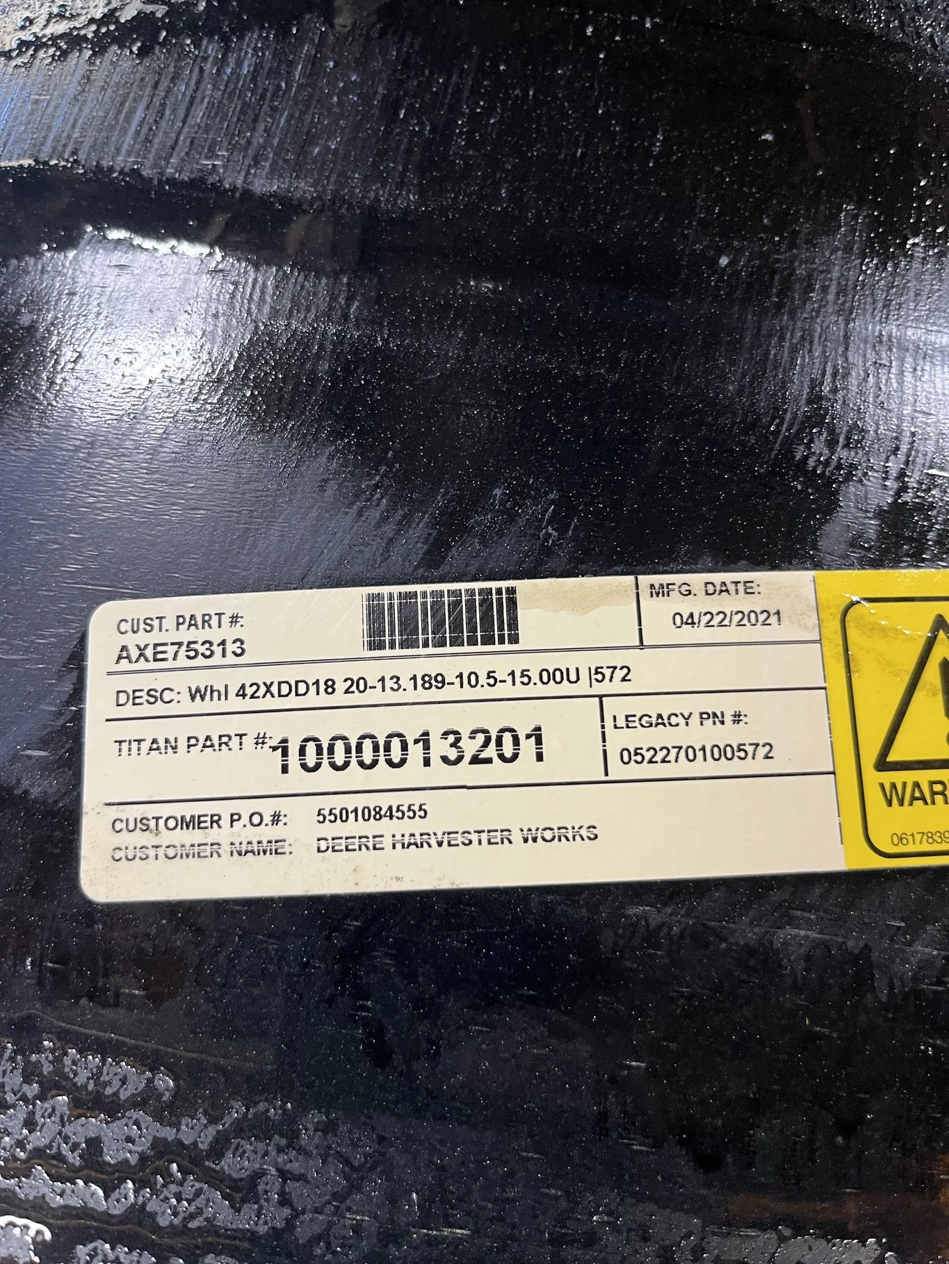 Used 18 x 42 20-13.189-10.50-15.00 Dolly Dual Yellow Wheel image 3