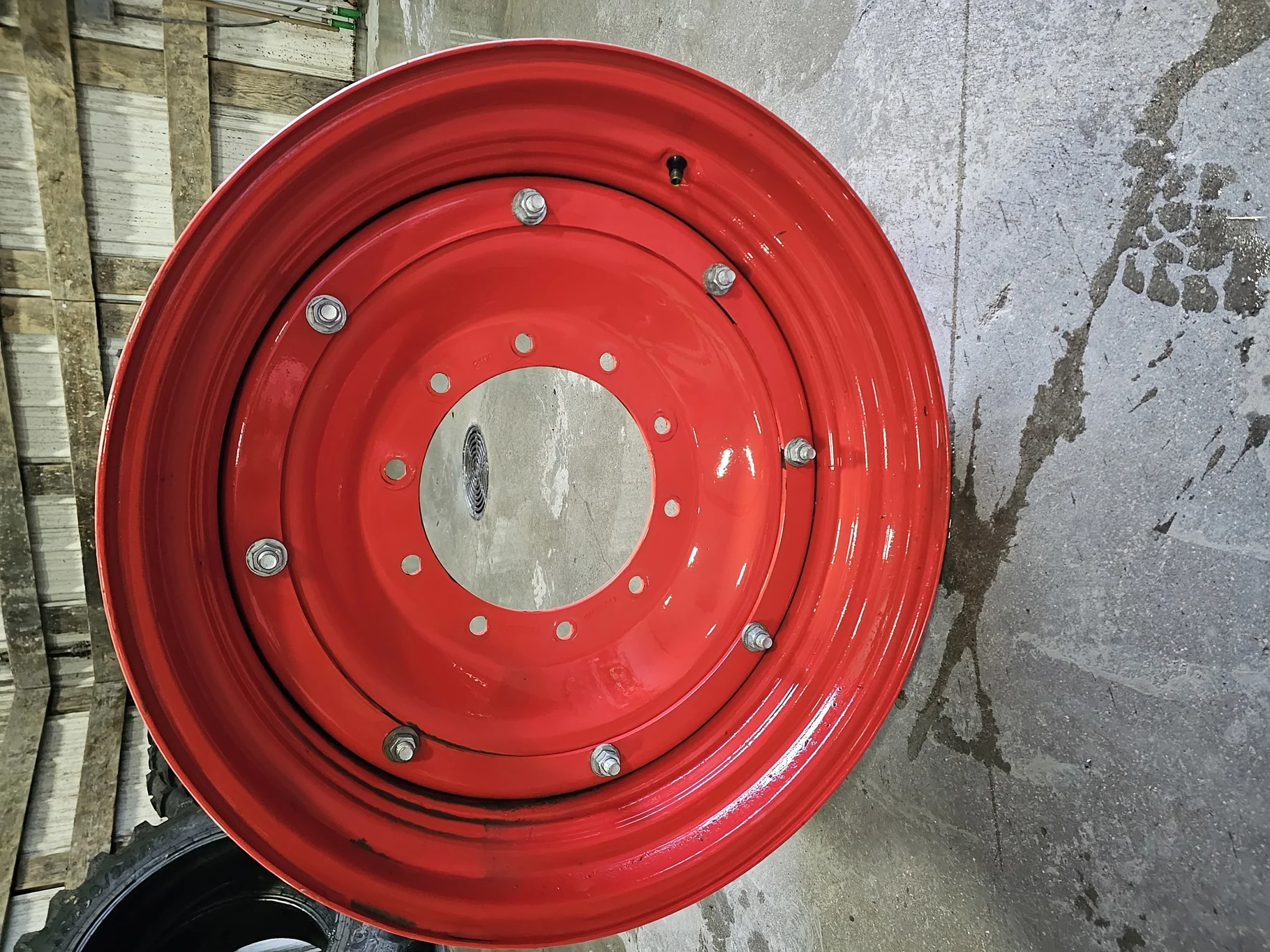 Used 13 X 30 Fendt Red Stub Disc Wheel w/ 10-13-11 Disc (scratches) image 2
