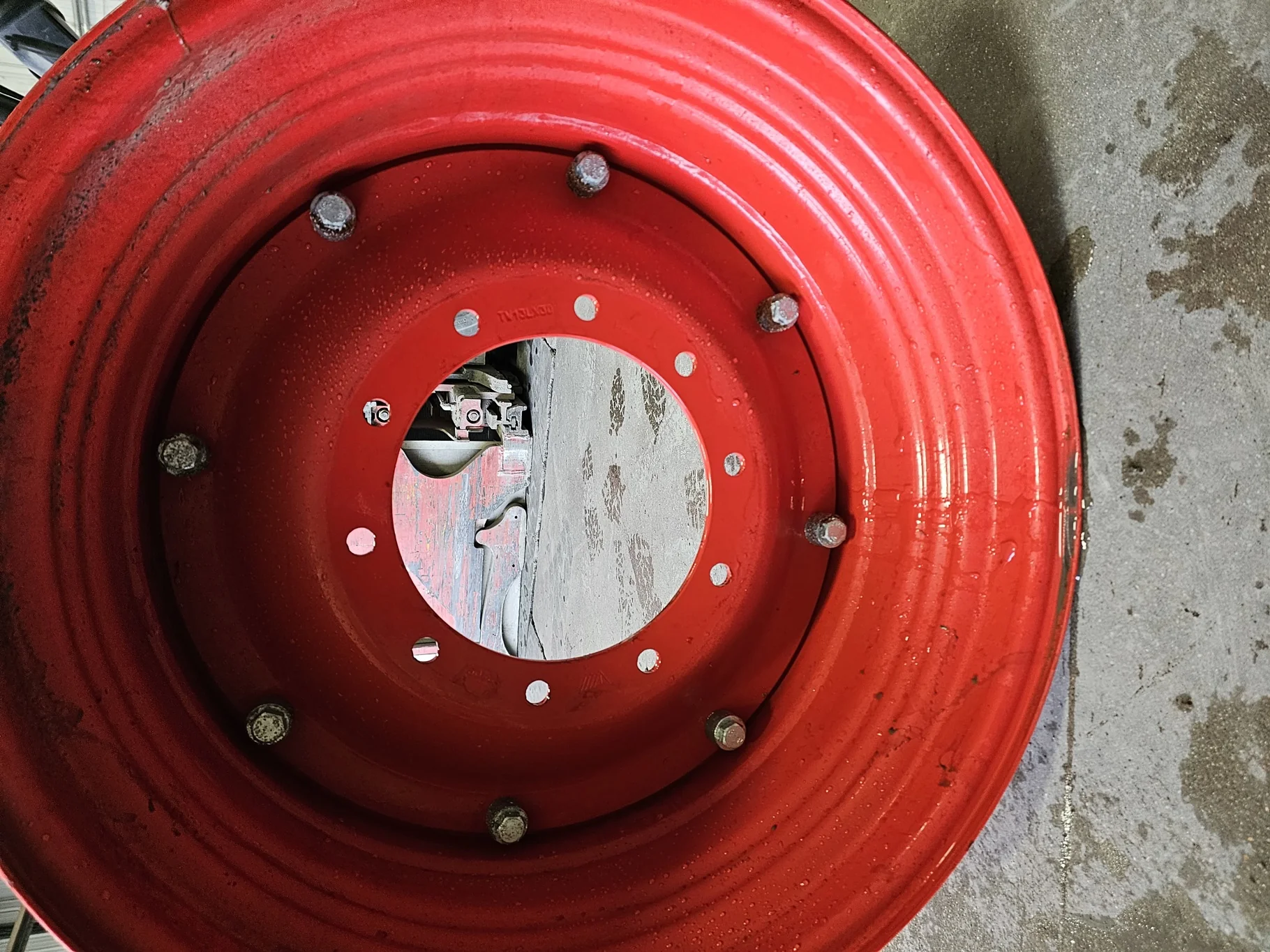 Used 13 X 30 Fendt Red Stub Disc Wheel w/ 10-13-11 Disc (scratches) image 4