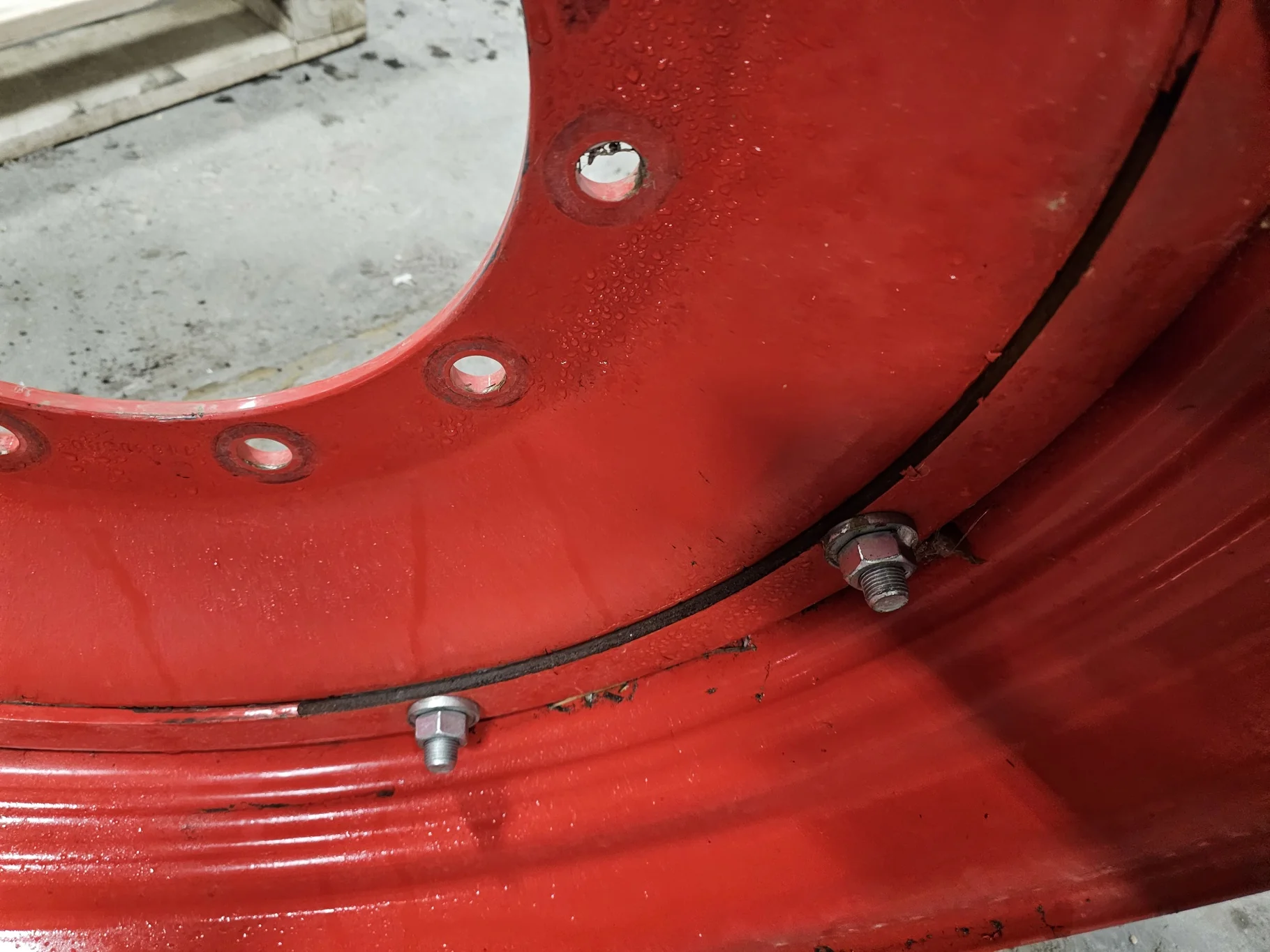 Used 13 X 30 Fendt Red Stub Disc Wheel w/ 10-13-11 Disc (scratches) image 5