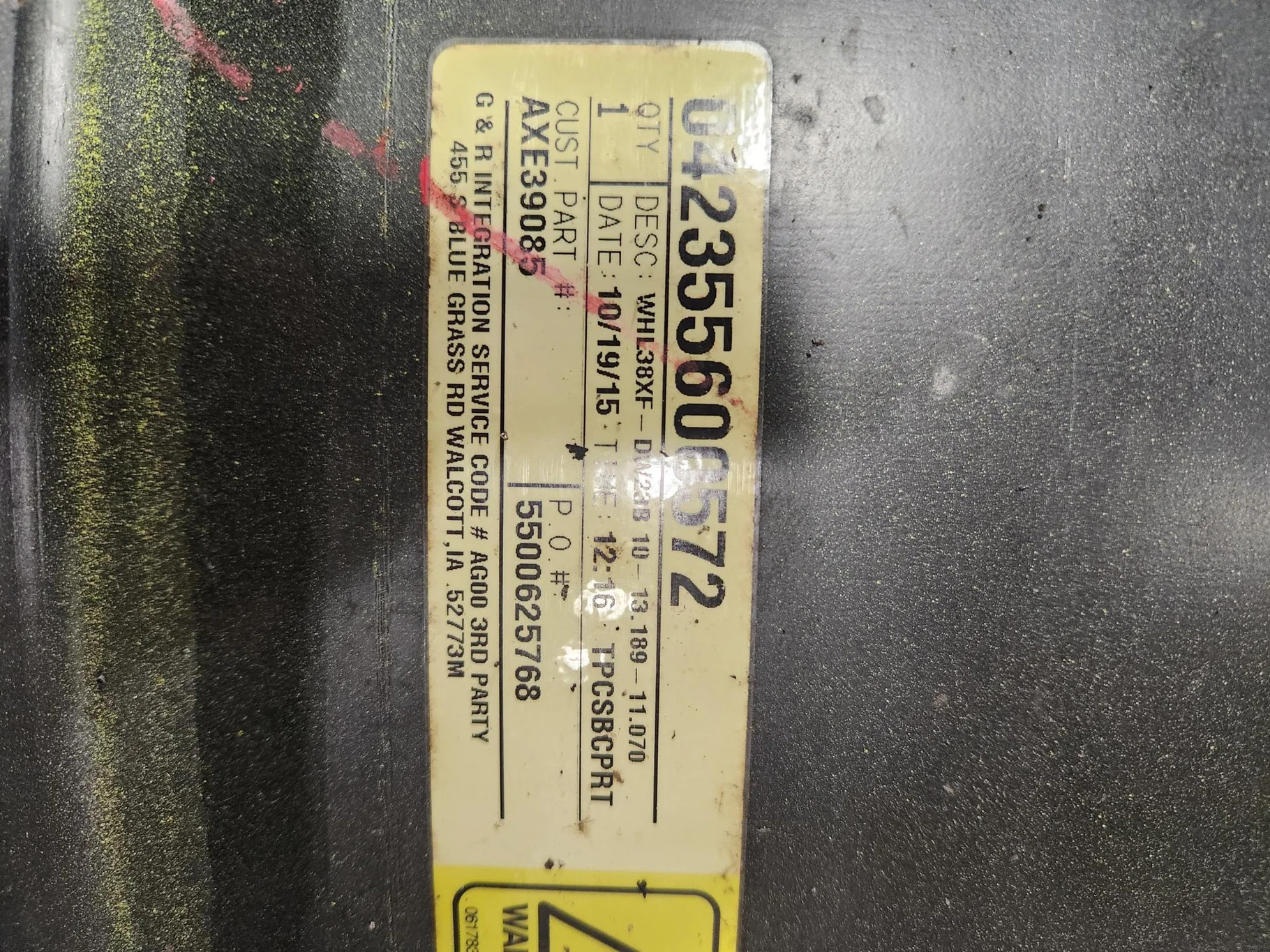 Used 23 x 38 10-13.189-11.070 Yellow Dolly Dual Wheel