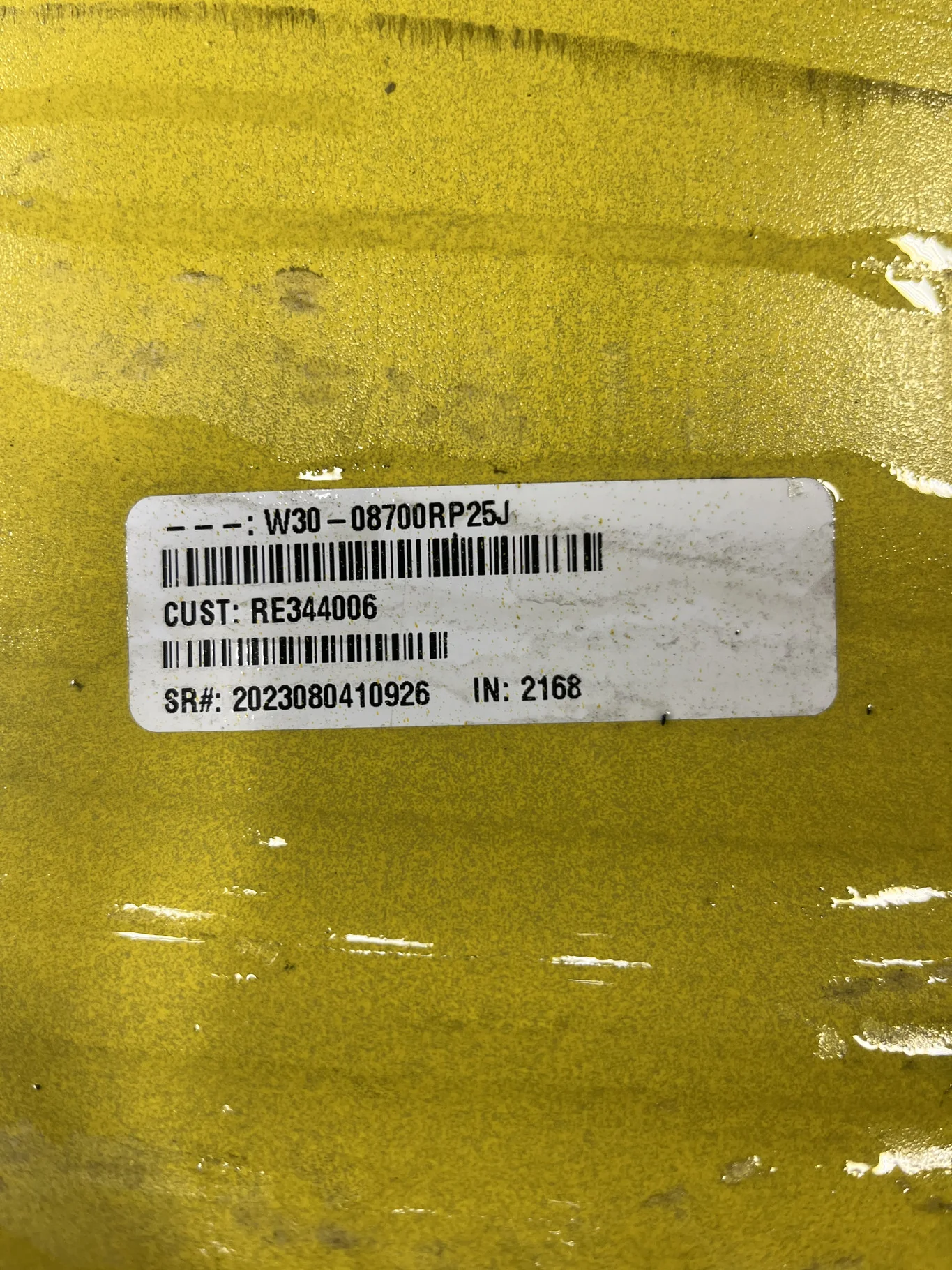 Used 20 X 30 12-19.685-17.651 Rim & Rail Yellow Wheel