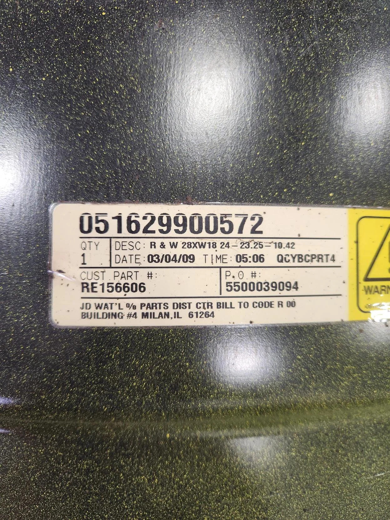 Used 18 X 28 12-16.732 4"OFF Yellow Waffle Wheel w/ Disc
