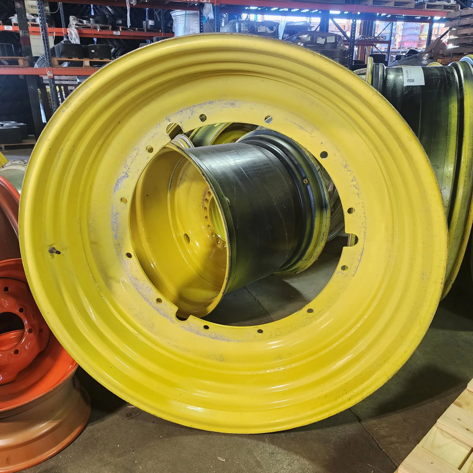 Used 16 X 46 12-32.047-30.078 5.5BS Rim & Rail Yellow Wheel
