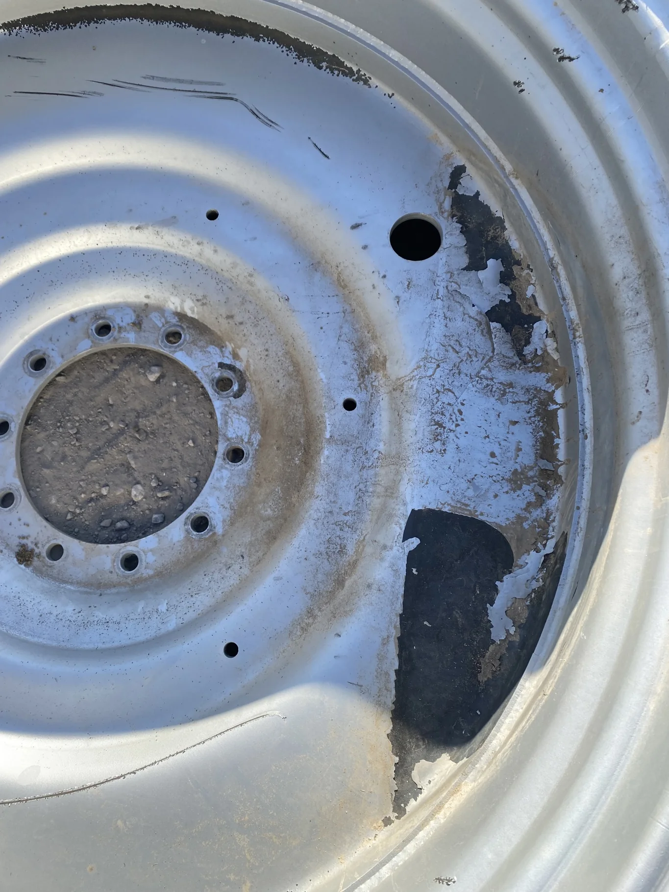 Used 15 X 50 Case IH Silver 10 Bolt (.938) Dual Wheel (10-13.189-11.07) 8.63" inset - Bent Rim (Flat image 3