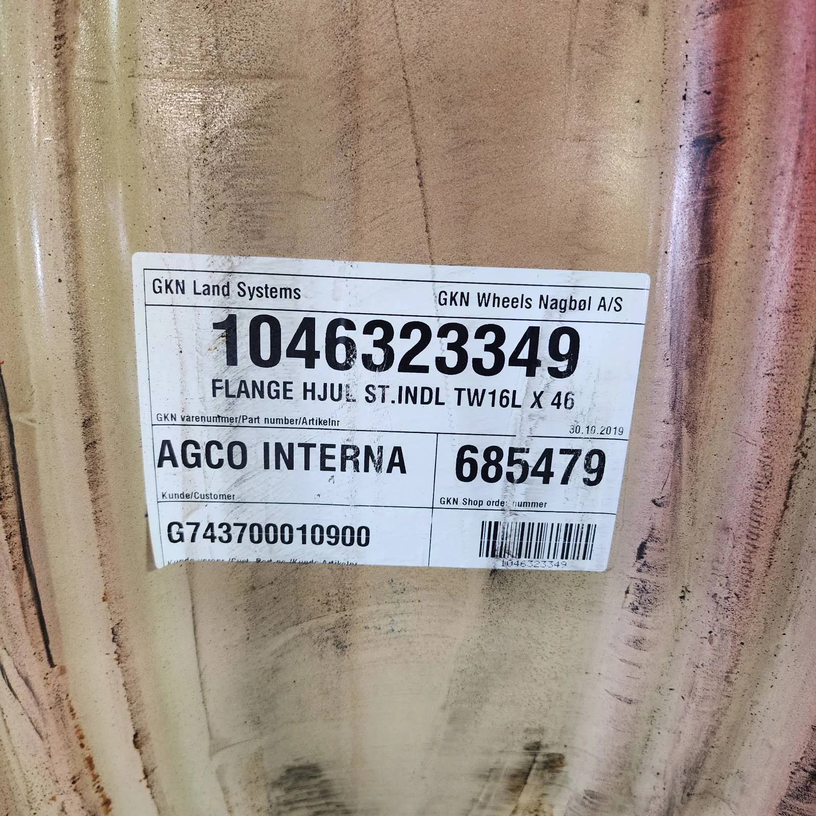 Used 16 X 46 10-13-8.82 Dual Fendt Red Wheel