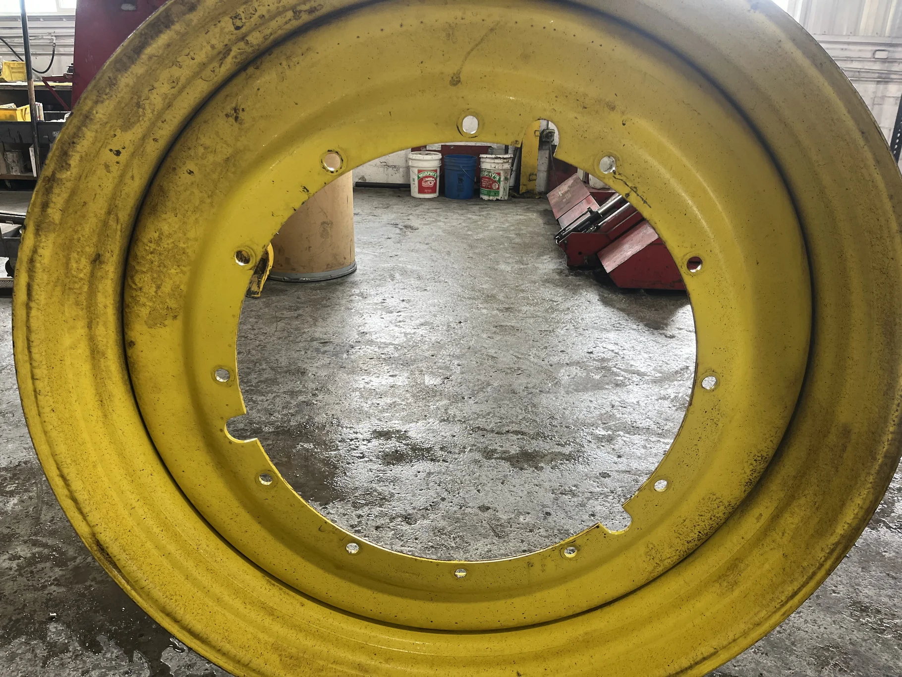 Used 15 X 50 12-32.047-30.078 Rim & Rail Yellow Wheel